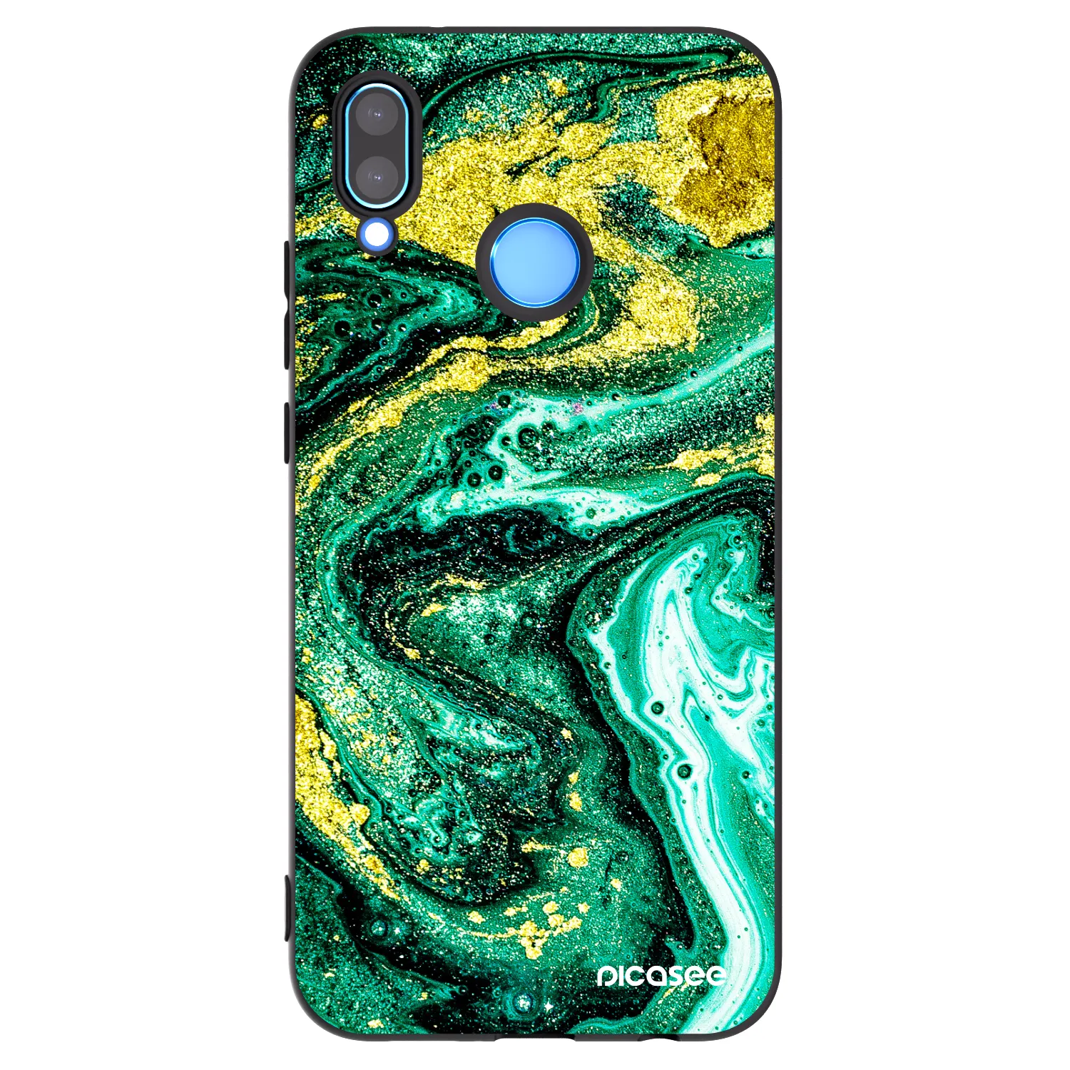 Picasee silikónový čierny obal pre Huawei P20 Lite - Green Gold