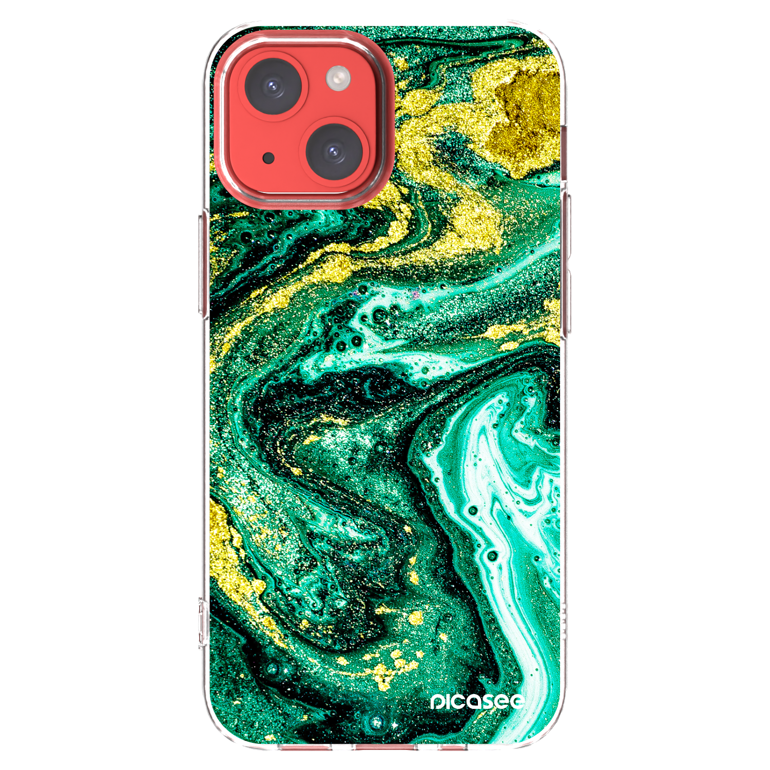Picasee silikónový prehľadný obal pre Apple iPhone 13 mini - Green Gold