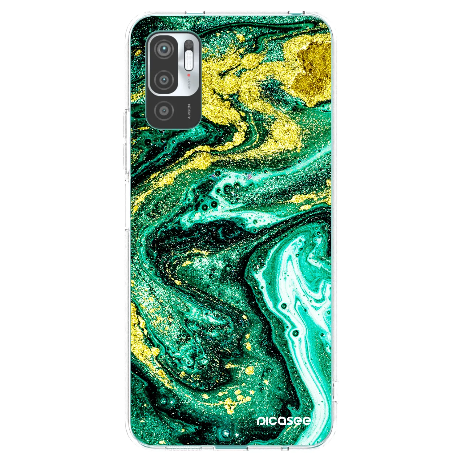 Picasee silikónový prehľadný obal pre Xiaomi Redmi Note 10 5G - Green Gold