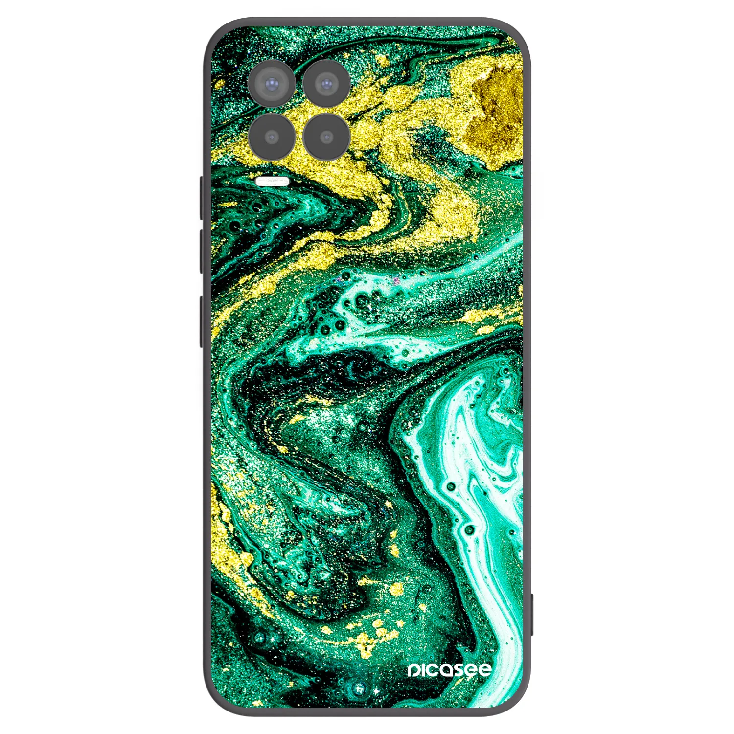Picasee silikónový čierny obal pre Realme 8 Pro - Green Gold