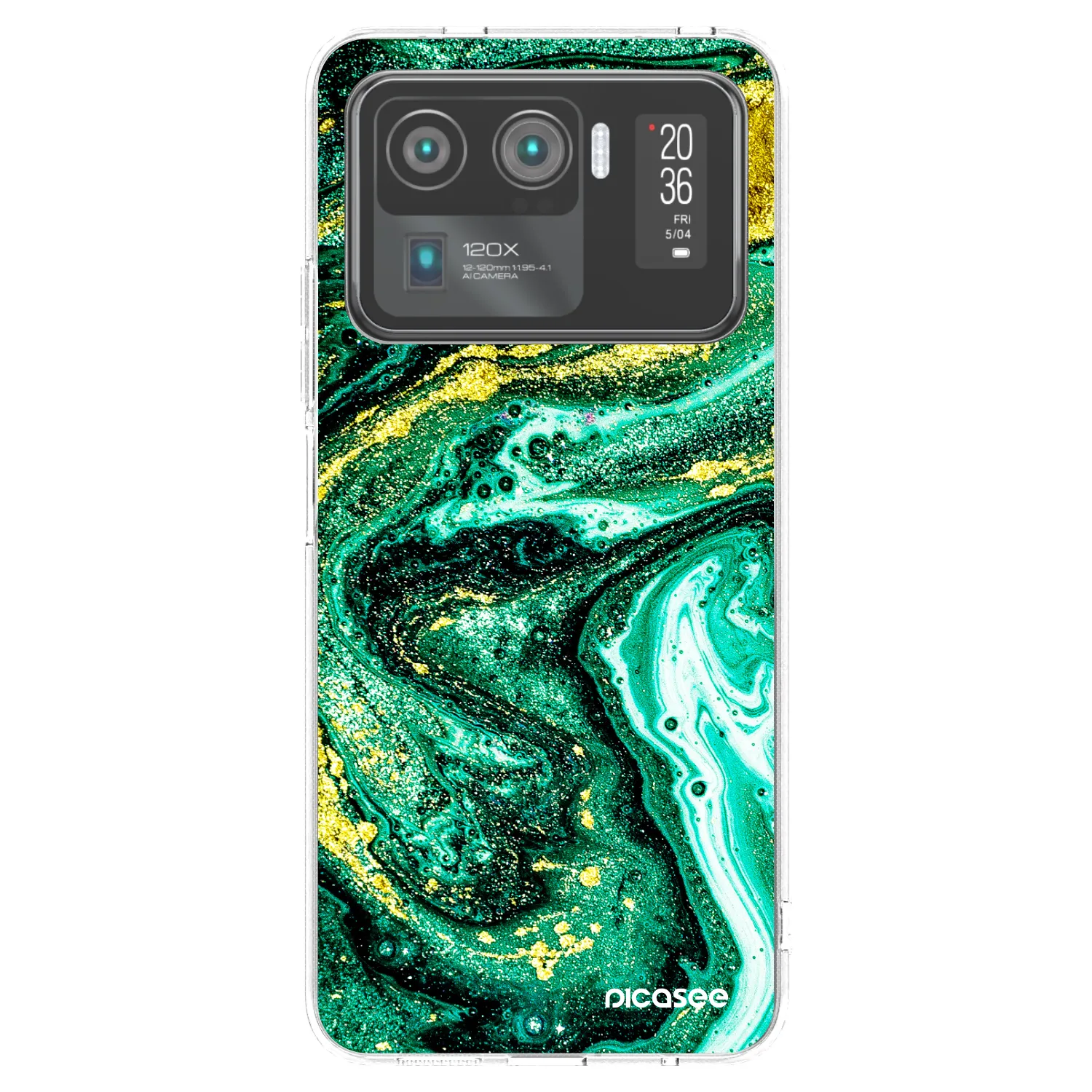 Picasee silikónový prehľadný obal pre Xiaomi Mi 11 Ultra - Green Gold