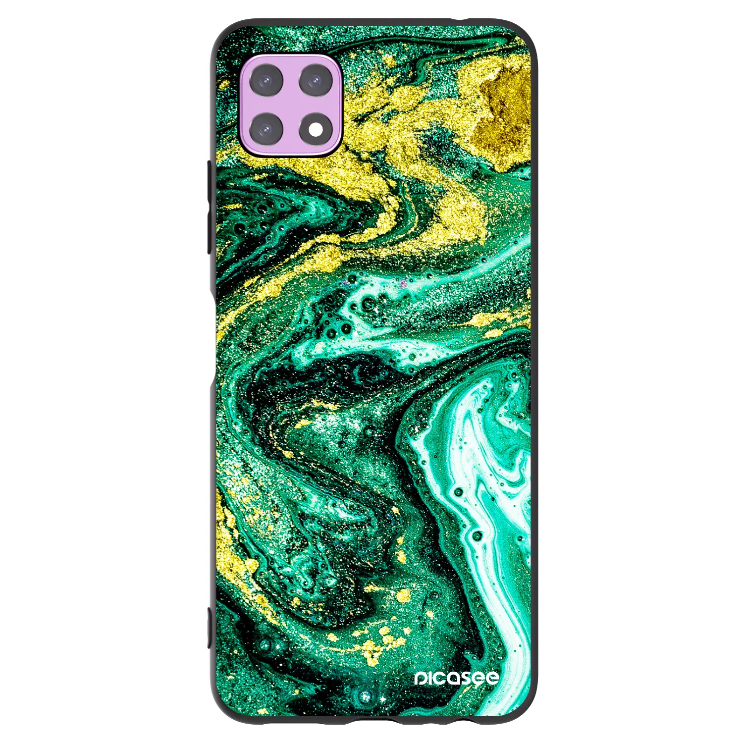 Picasee silikónový čierny obal pre Samsung Galaxy A22 A226B 5G - Green Gold