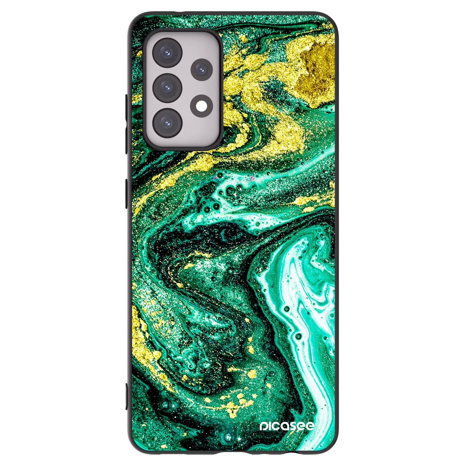Picasee silikónový čierny obal pre Samsung Galaxy A52s 5G A528B - Green Gold