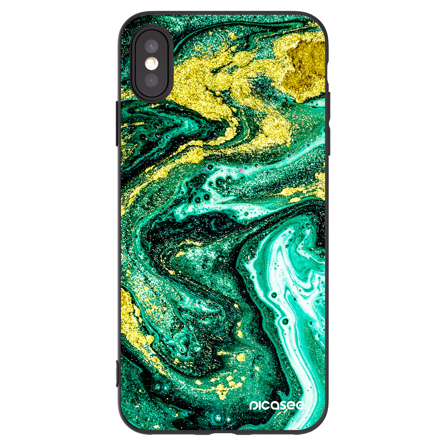 Picasee silikónový čierny obal pre Apple iPhone XS Max - Green Gold