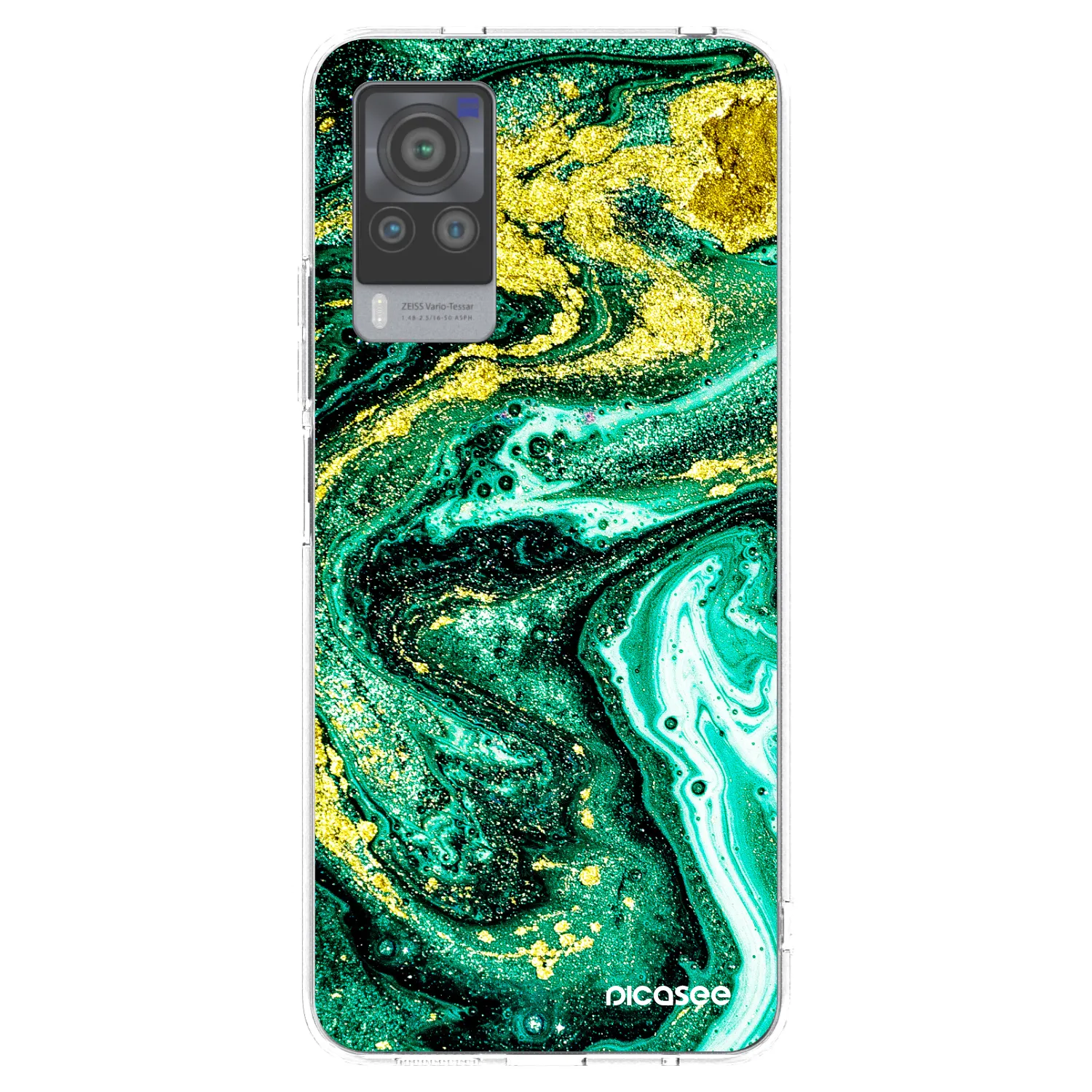 Picasee silikónový prehľadný obal pre Vivo X60 Pro 5G - Green Gold
