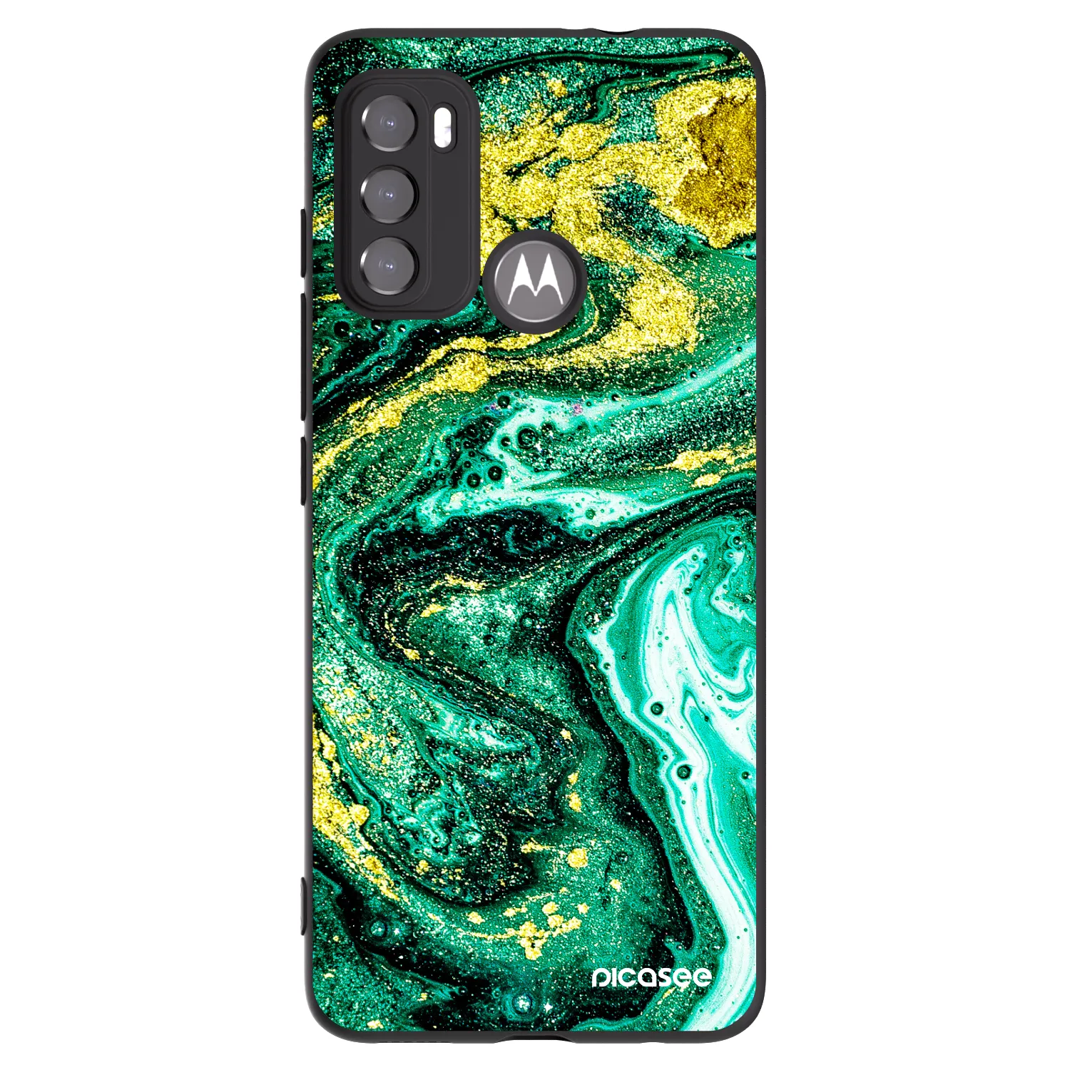Picasee silikónový čierny obal pre Motorola Moto G60 - Green Gold