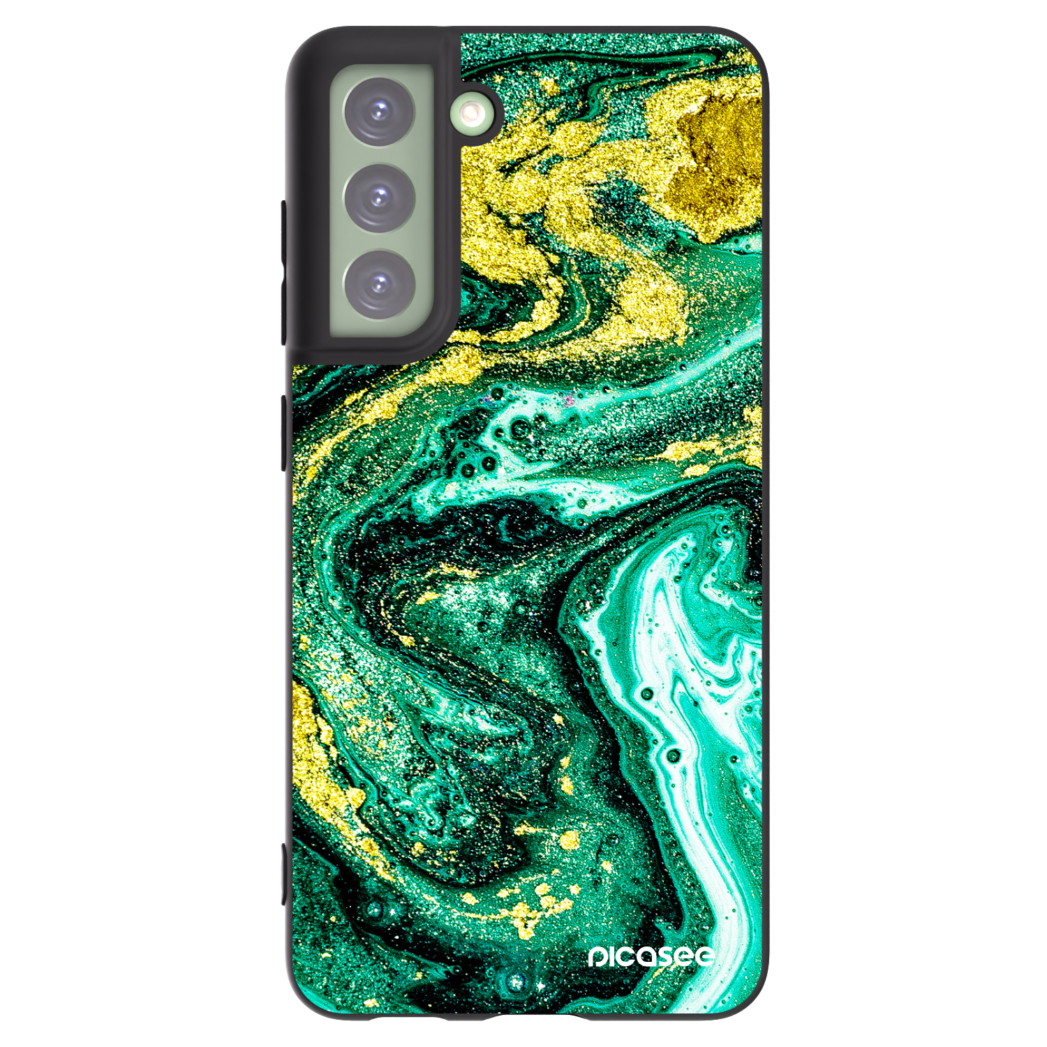 Picasee silikónový čierny obal pre Samsung Galaxy S21 FE 5G - Green Gold