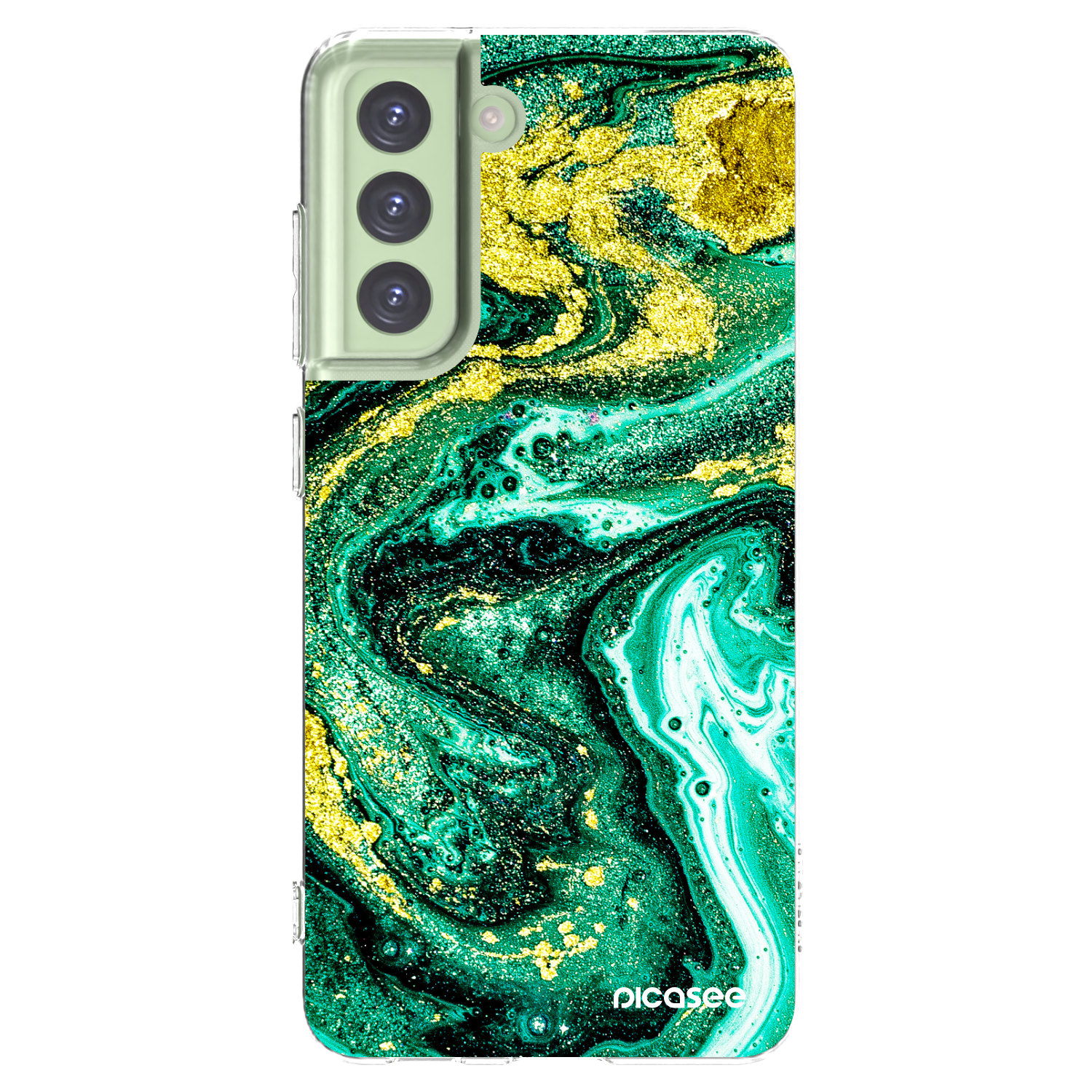 Picasee silikónový prehľadný obal pre Samsung Galaxy S21 FE 5G - Green Gold