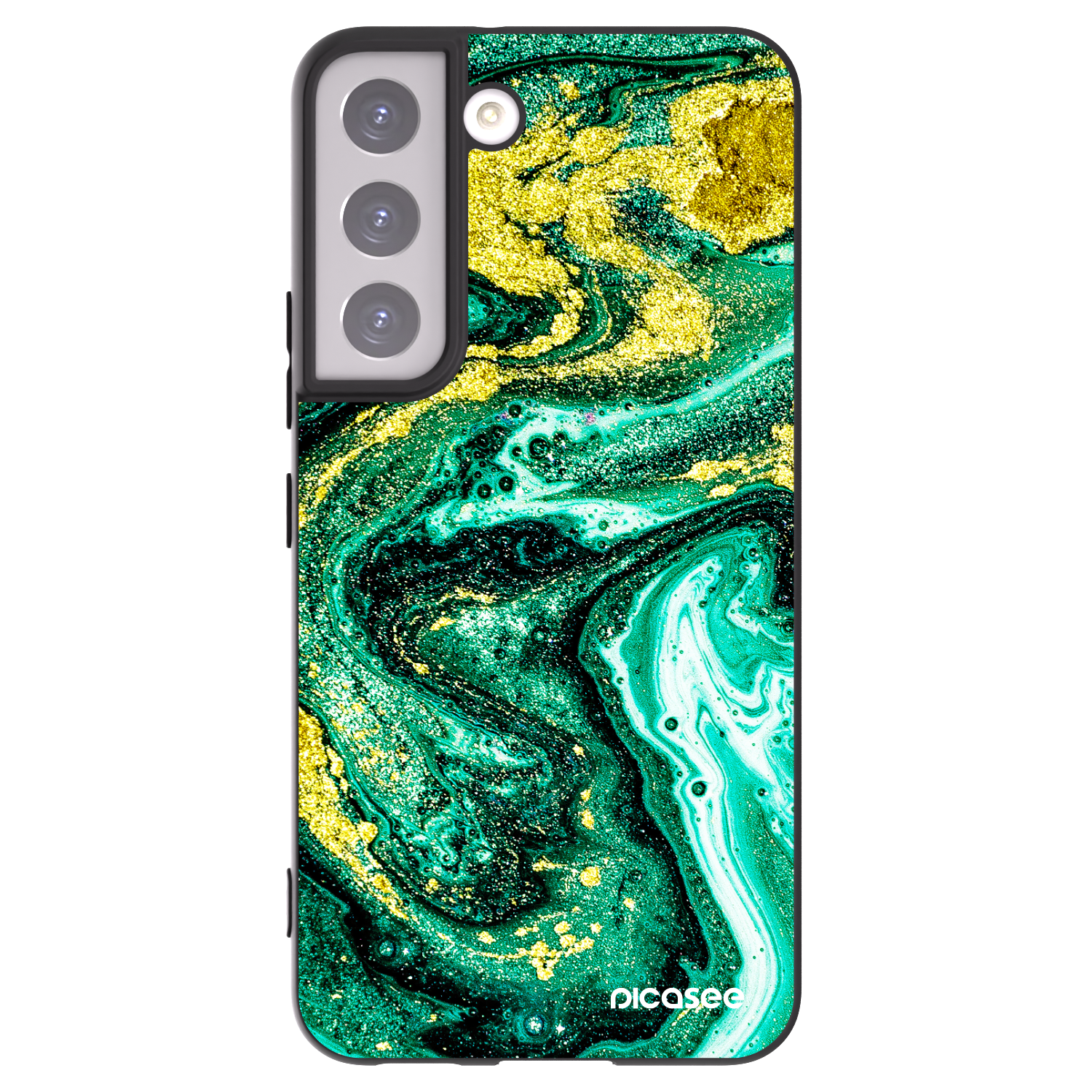 Picasee silikónový čierny obal pre Samsung Galaxy S22 5G - Green Gold