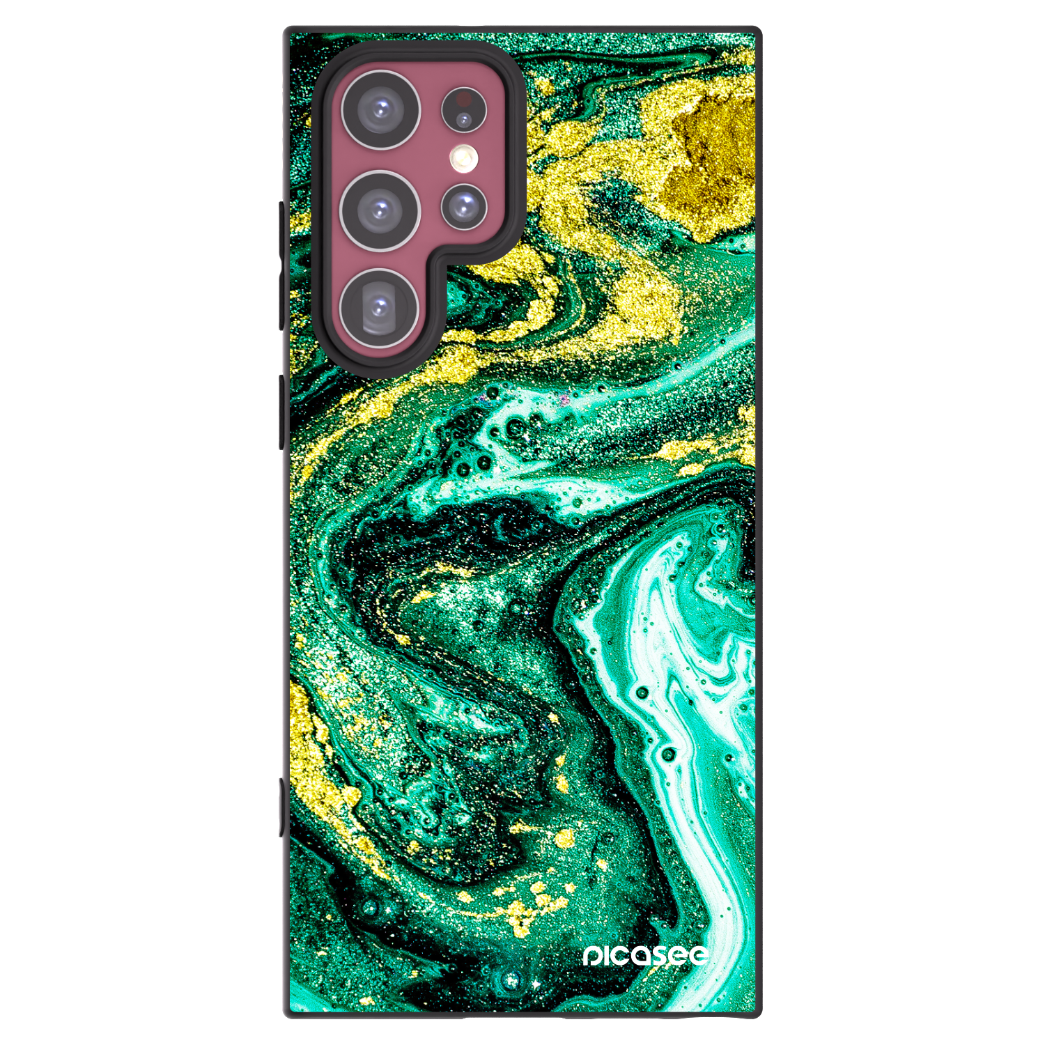 Picasee silikónový čierny obal pre Samsung Galaxy S22 Ultra 5G - Green Gold