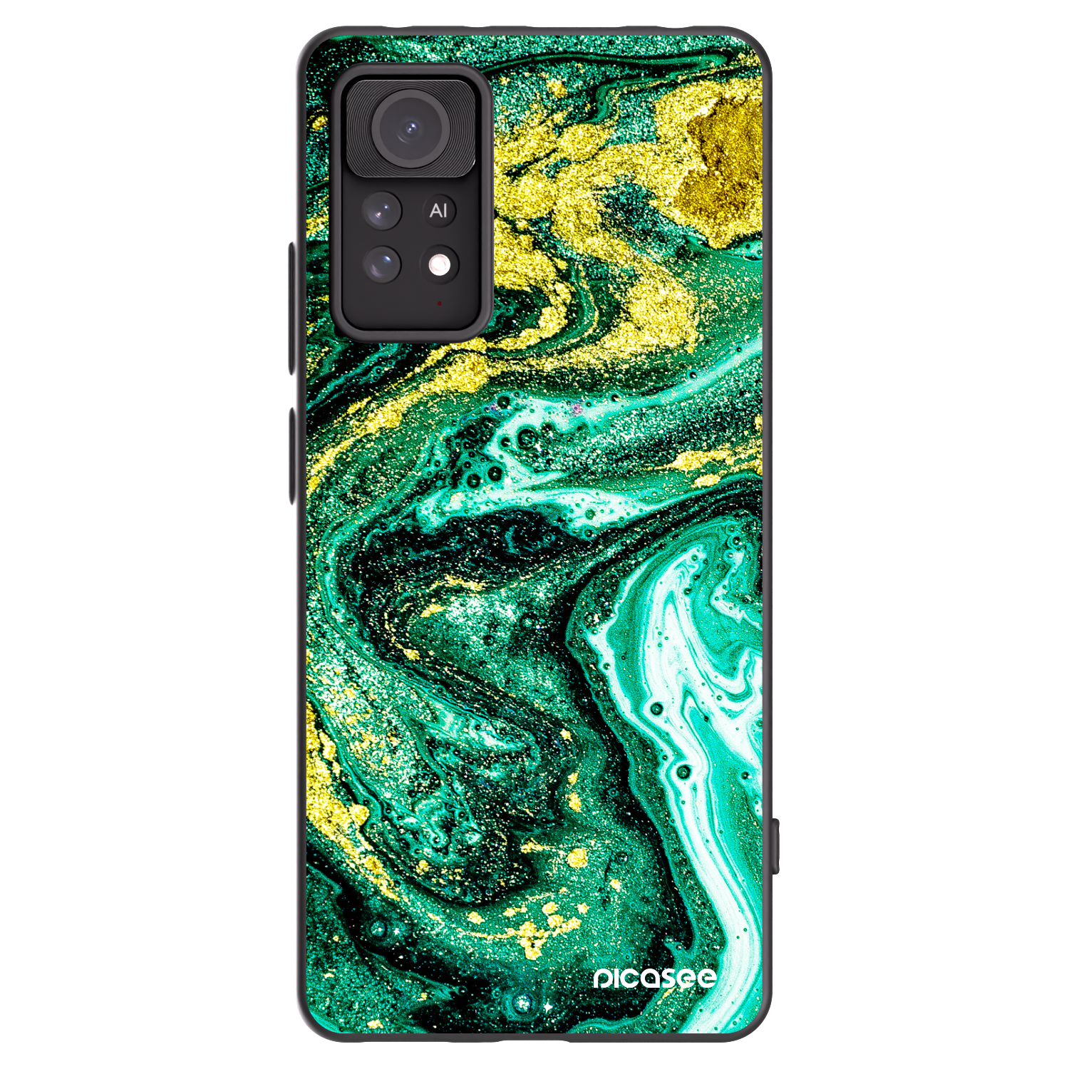 Picasee silikónový čierny obal pre Xiaomi Redmi Note 11 Pro 5G - Green Gold