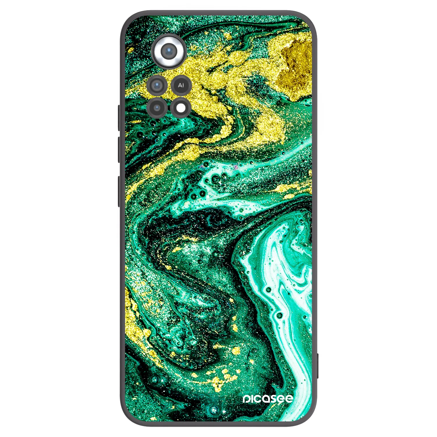 Picasee silikónový čierny obal pre Xiaomi Poco X4 Pro 5G - Green Gold