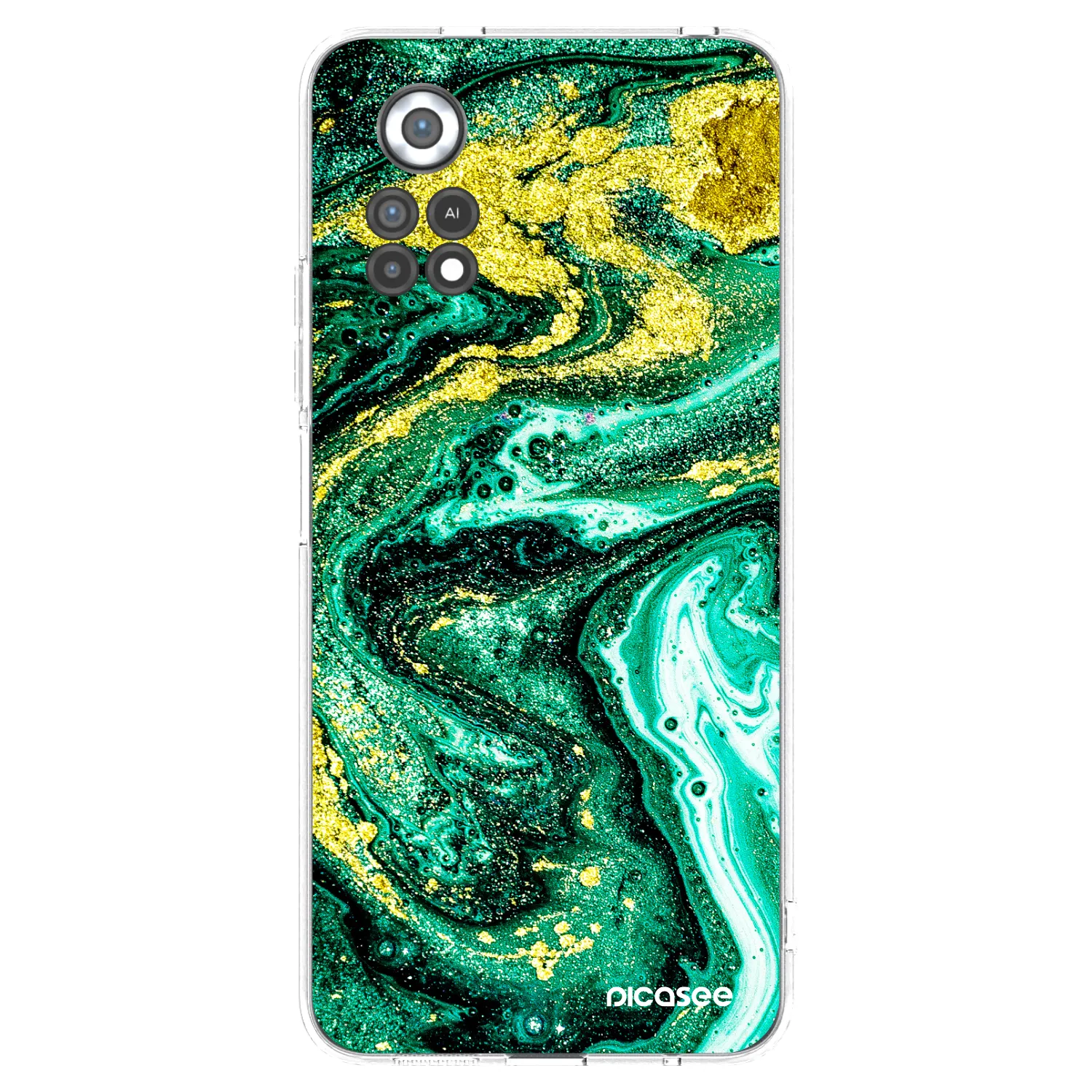 Picasee silikónový prehľadný obal pre Xiaomi Poco X4 Pro 5G - Green Gold
