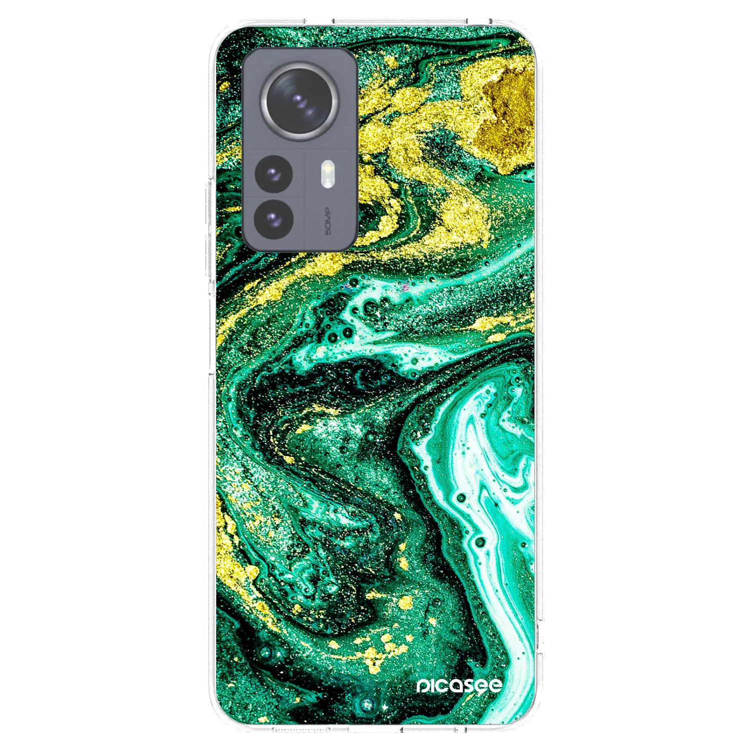 Picasee silikónový prehľadný obal pre Xiaomi 12 Pro - Green Gold