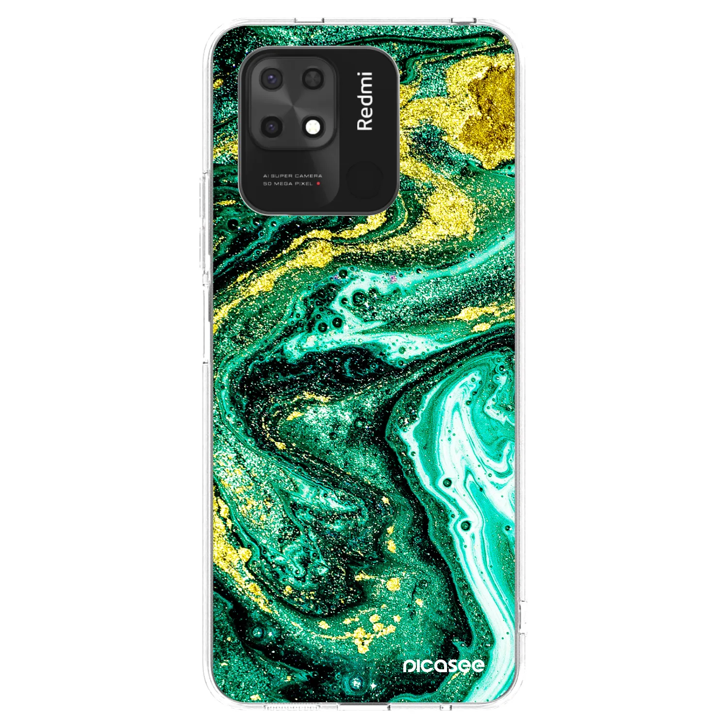 Silikónový prehľadný obal pre Xiaomi Redmi 10C - Green Gold