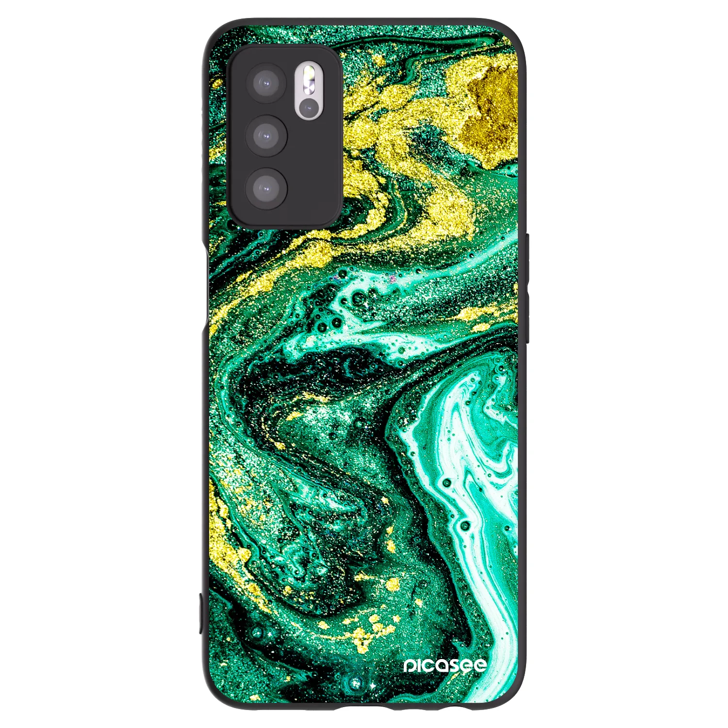 Picasee silikónový čierny obal pre OPPO A16s - Green Gold