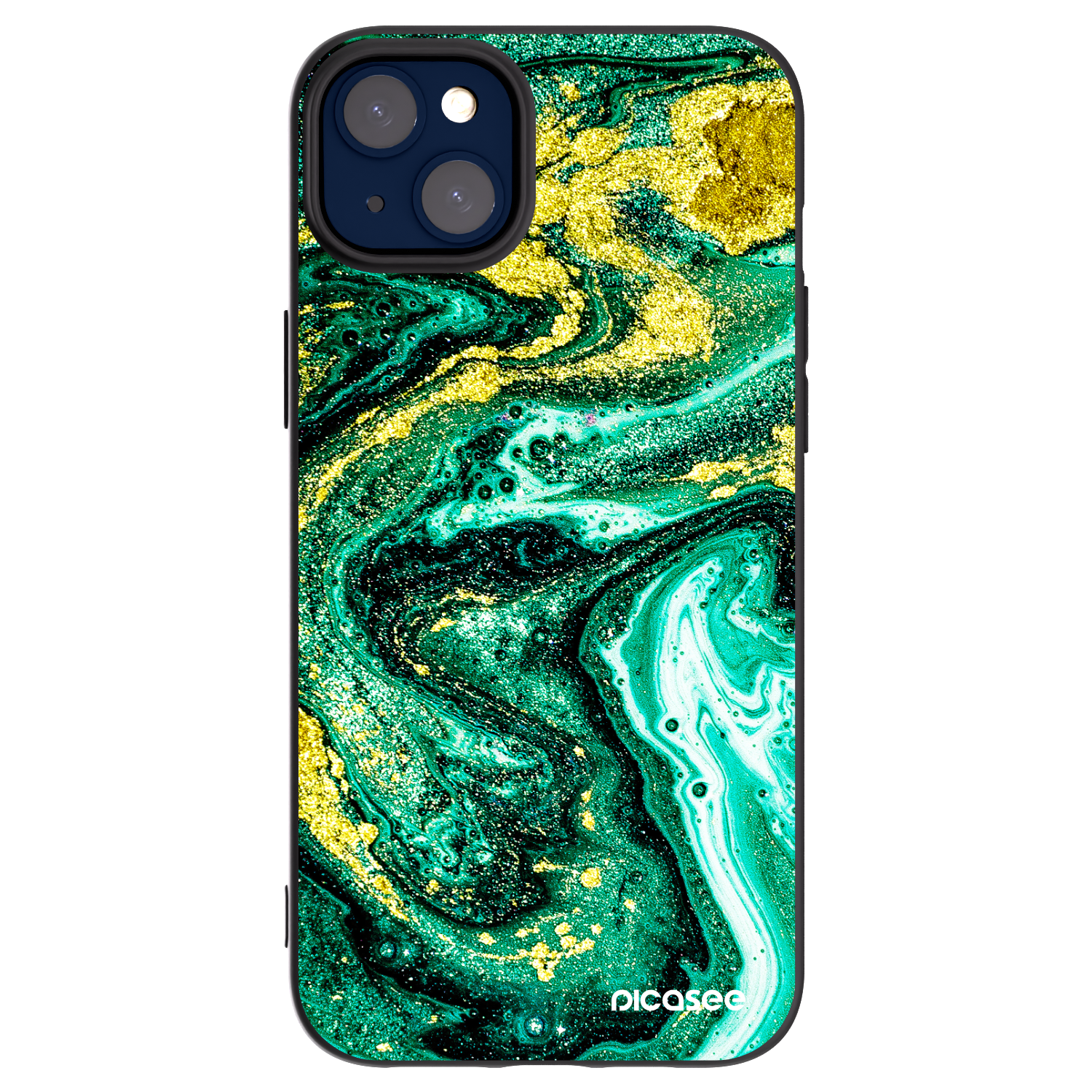 Picasee silikónový čierny obal pre Apple iPhone 14 Plus - Green Gold