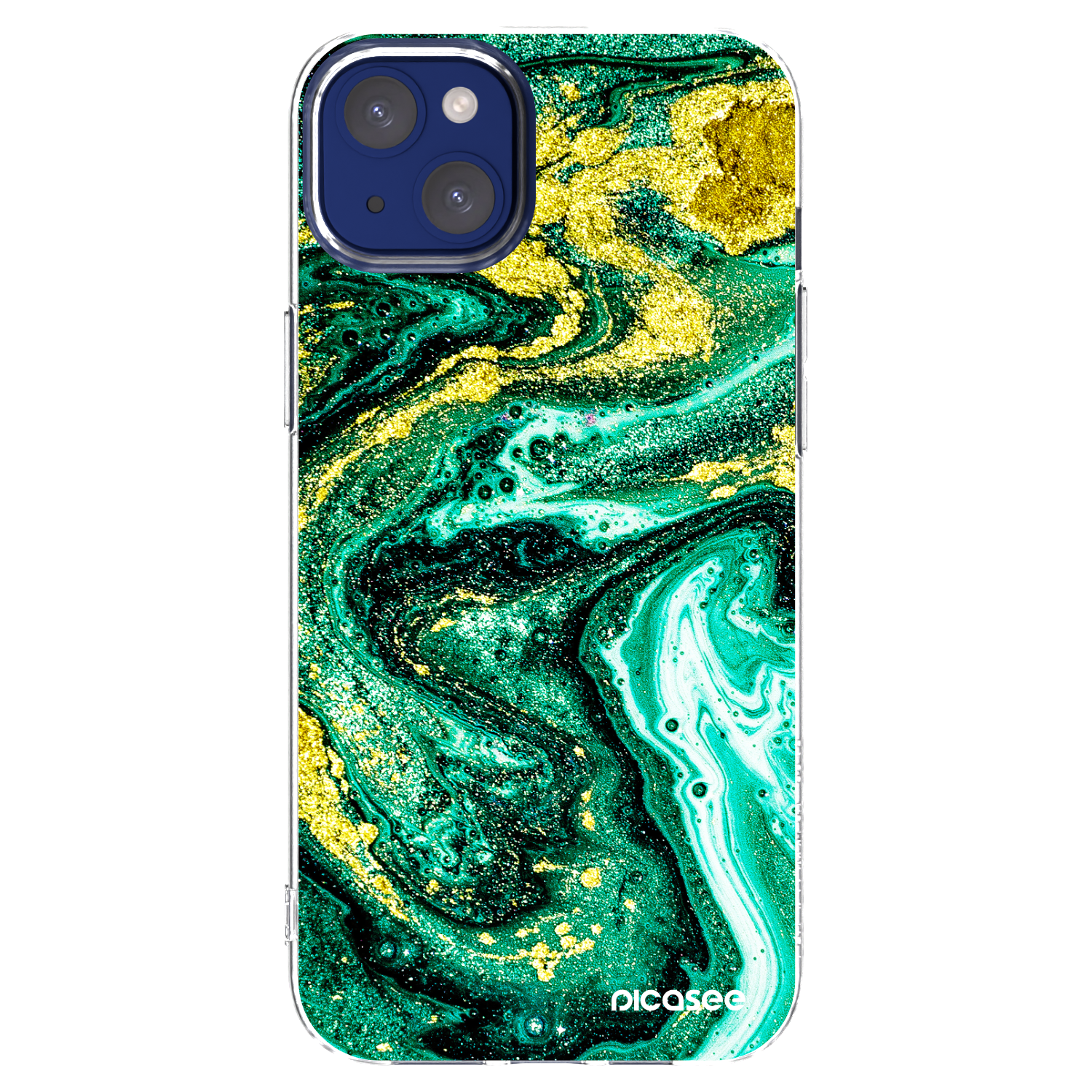 Picasee silikónový prehľadný obal pre Apple iPhone 14 Plus - Green Gold