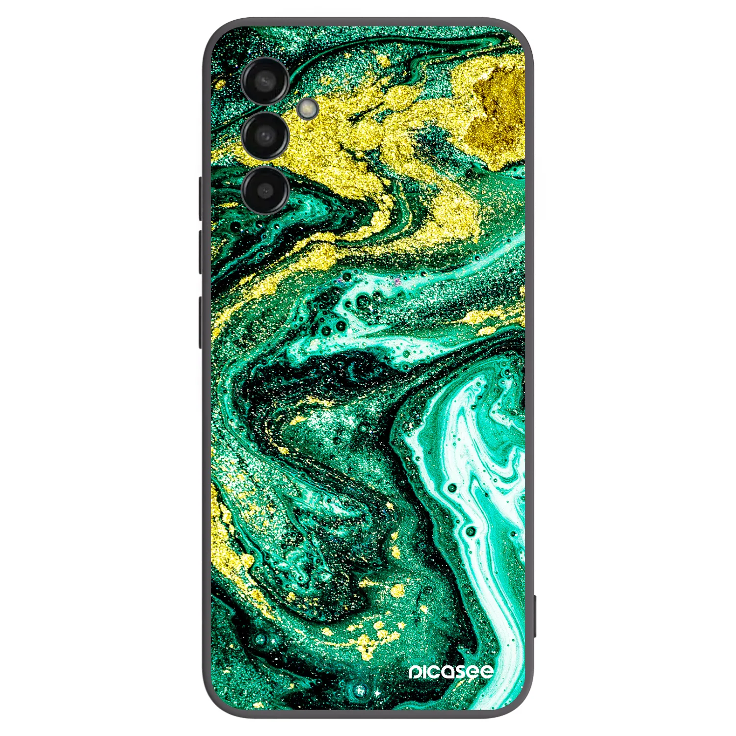 Picasee silikónový čierny obal pre Samsung Galaxy M13 M135F - Green Gold