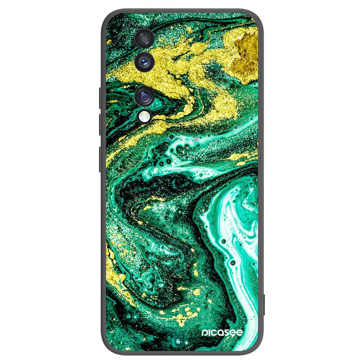Picasee silikónový čierny obal pre Honor 70 - Green Gold