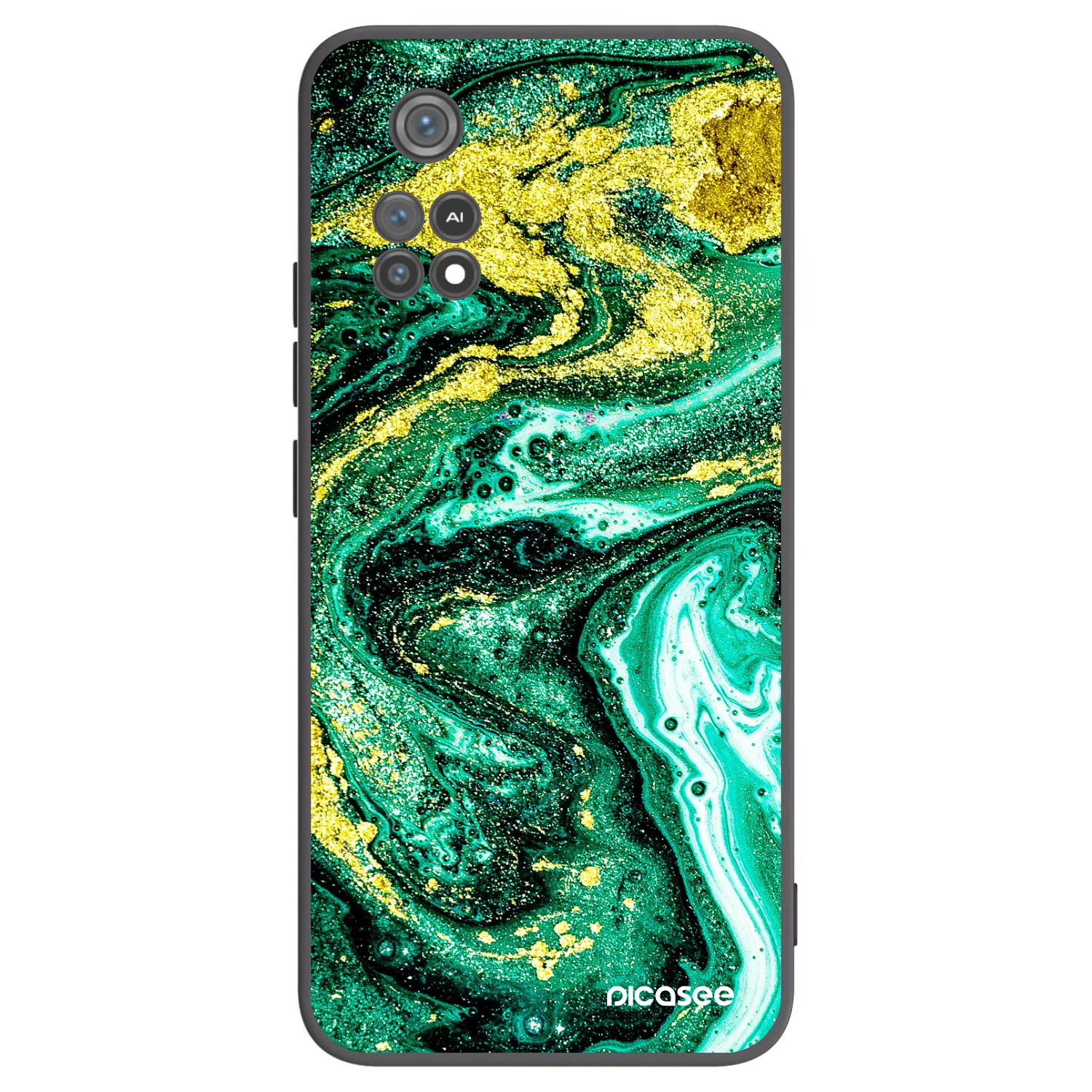 Picasee silikónový čierny obal pre Xiaomi Poco M4 Pro - Green Gold