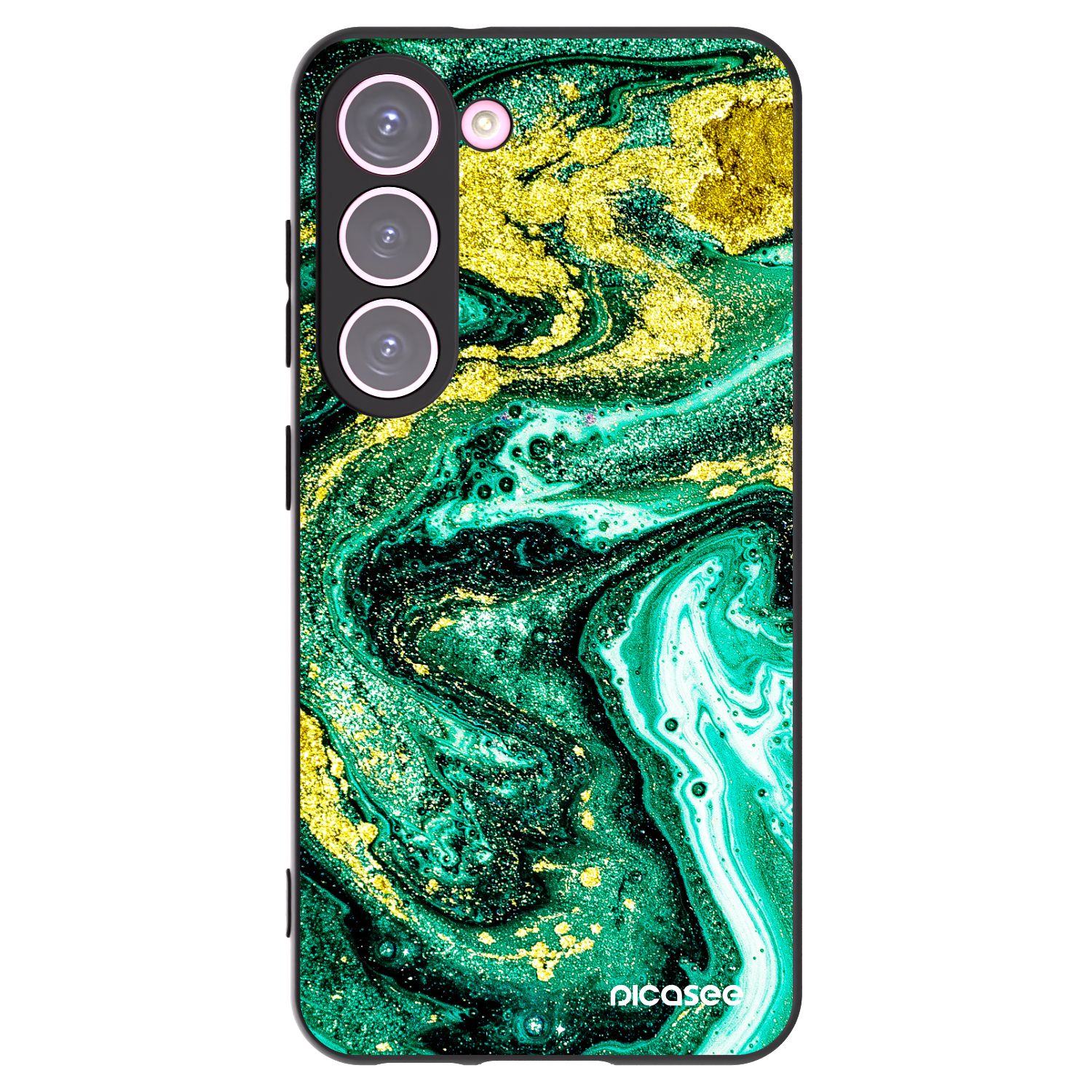 Silikónový čierny obal pre Samsung Galaxy S23 5G - Green Gold