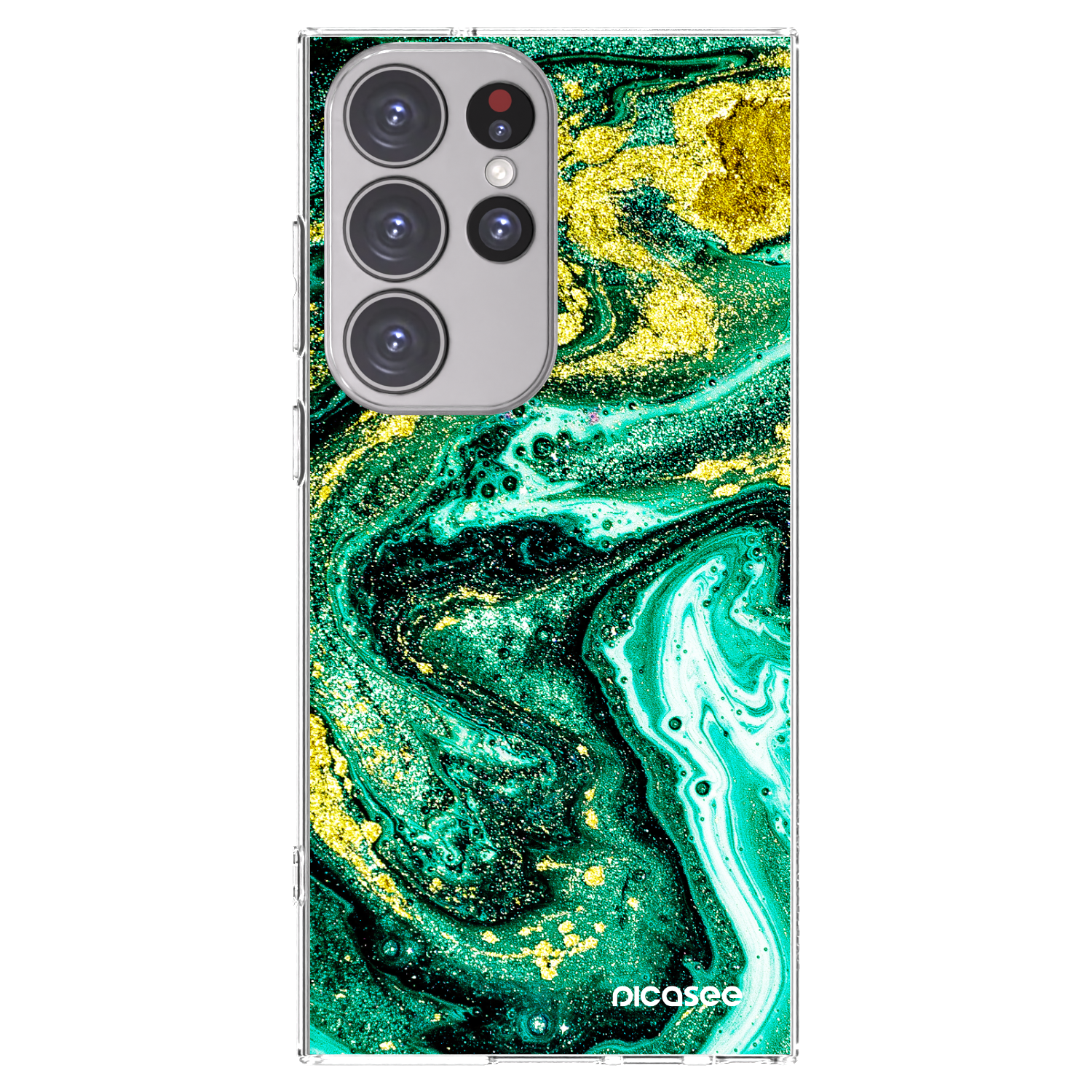 Picasee silikónový prehľadný obal pre Samsung Galaxy S23 Ultra 5G - Green Gold