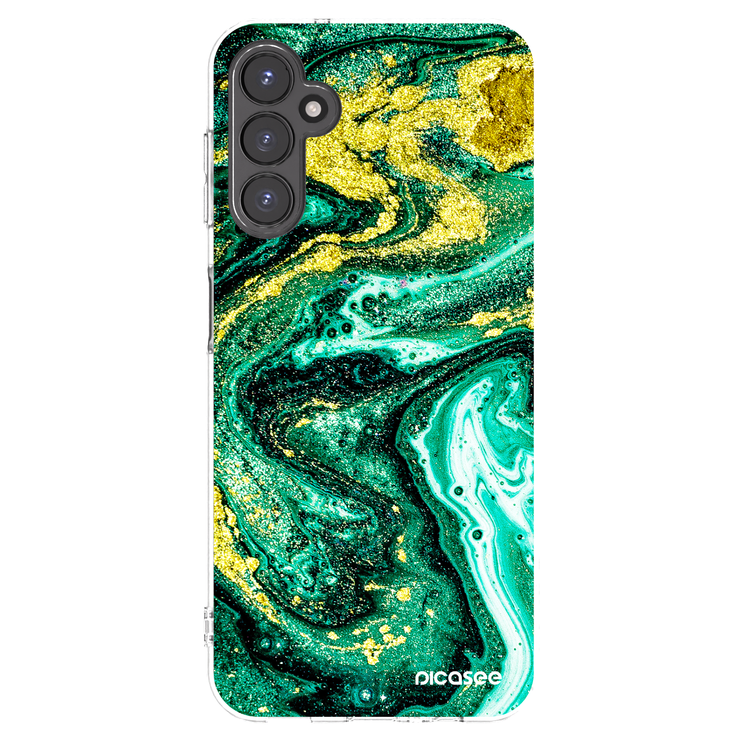 Picasee silikónový prehľadný obal pre Samsung Galaxy A14 4G A145R - Green Gold