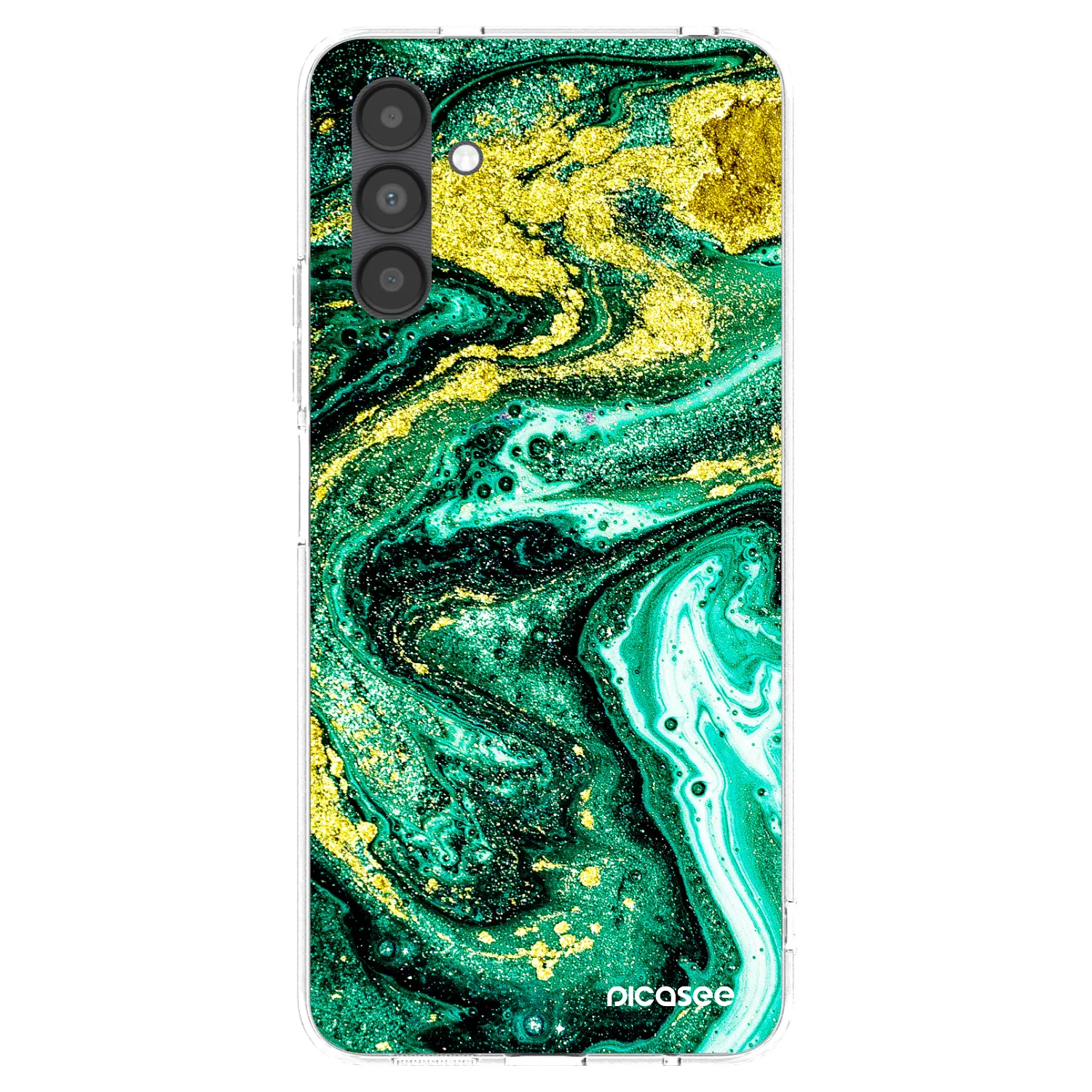Picasee silikónový prehľadný obal pre Samsung Galaxy A04s A047F - Green Gold