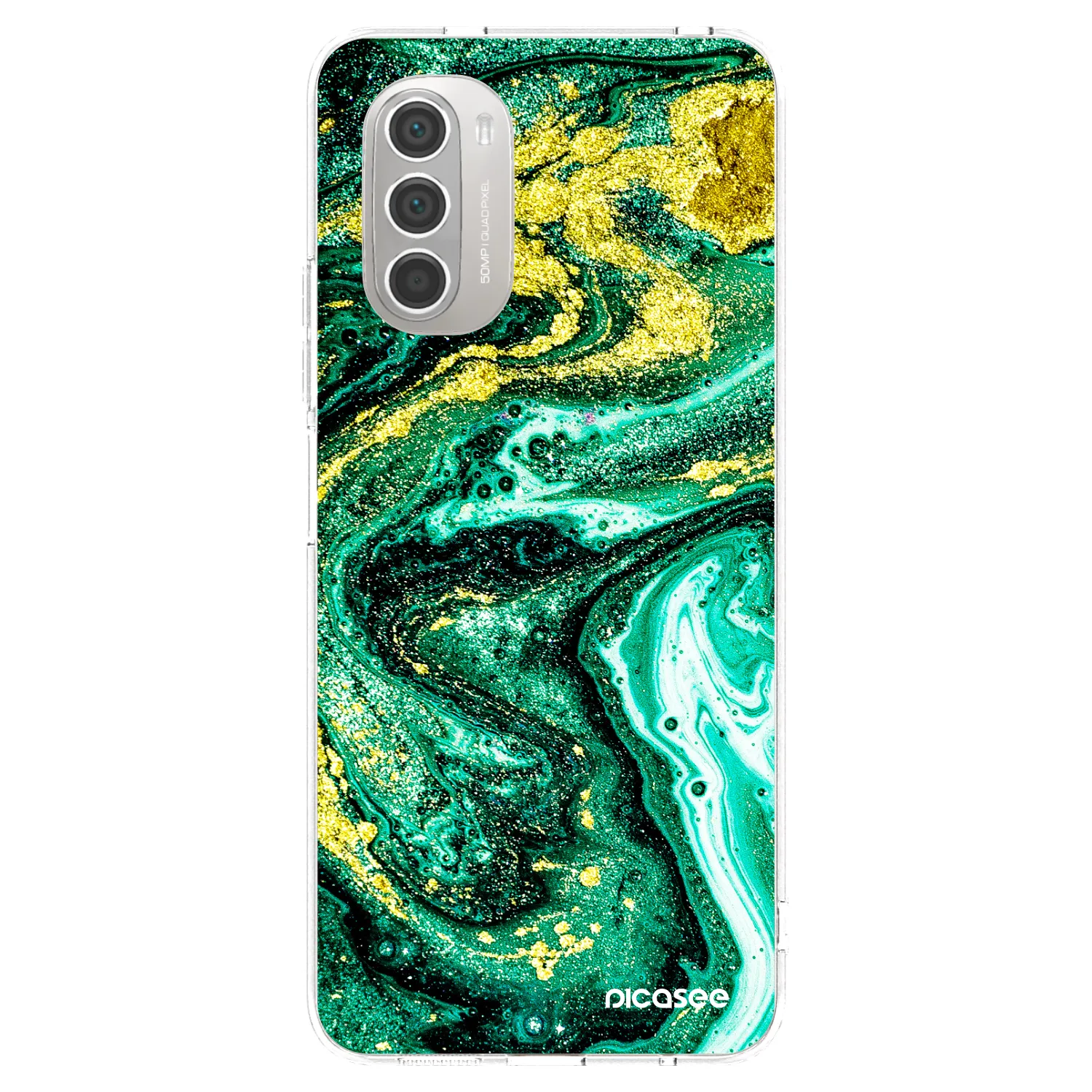 Picasee silikónový prehľadný obal pre Motorola Moto G51 - Green Gold