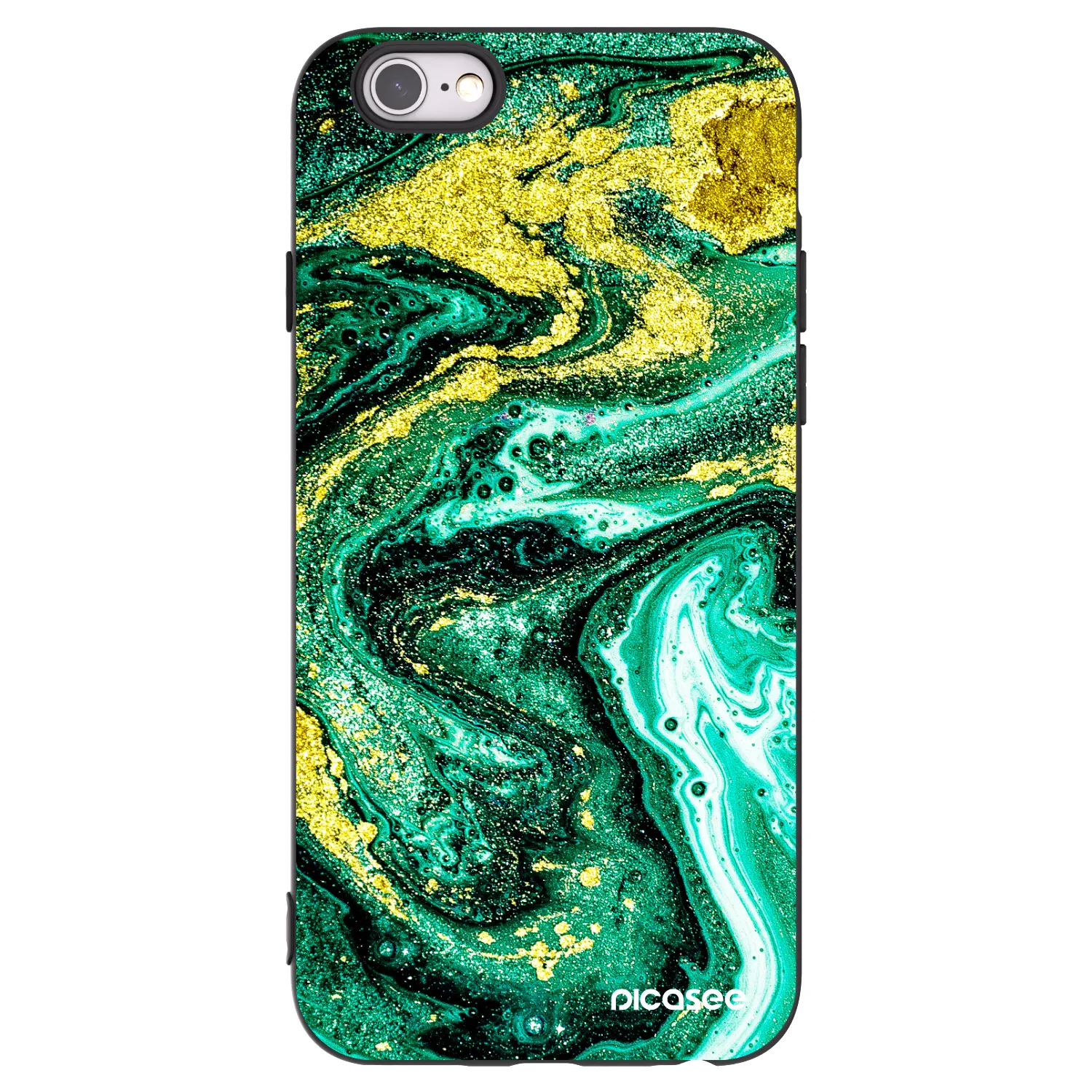 Picasee silikónový čierny obal pre Apple iPhone 6/6S - Green Gold