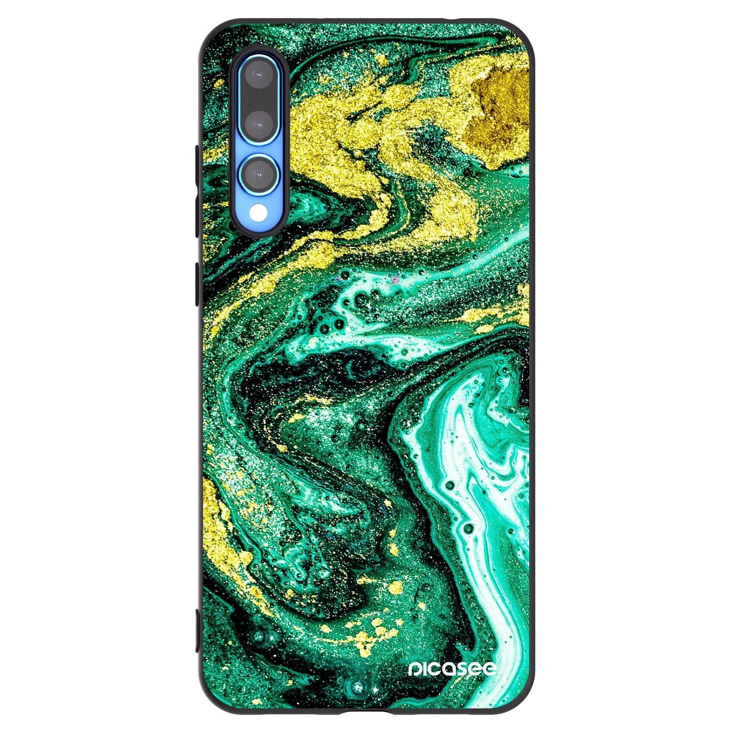 Picasee silikónový čierny obal pre Huawei P20 Pro - Green Gold