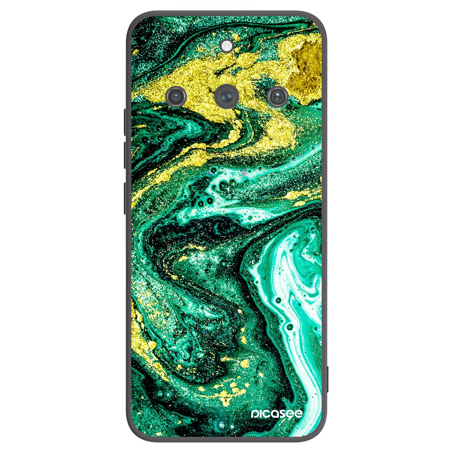 Picasee silikónový čierny obal pre Realme 11 Pro+ - Green Gold