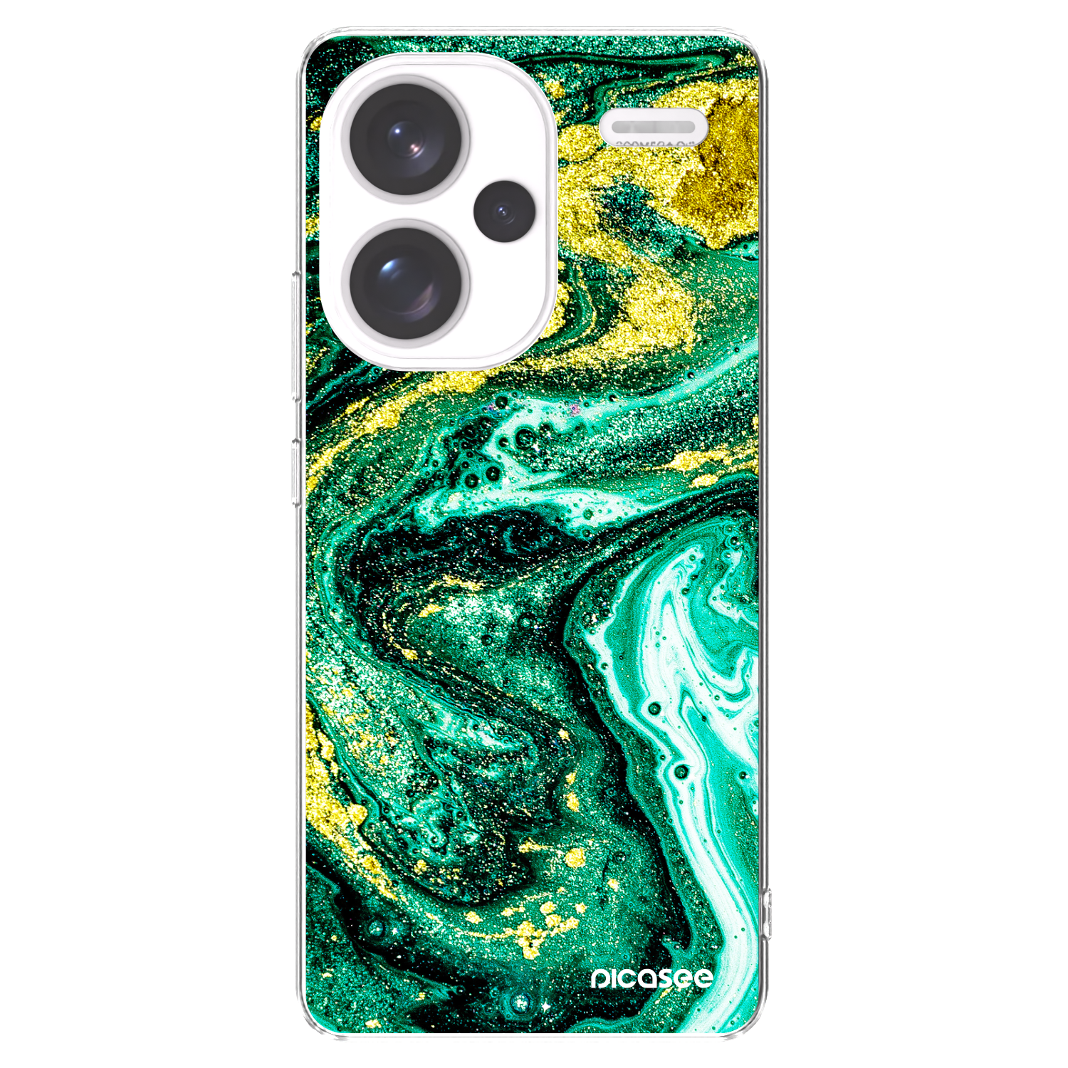 Picasee silikónový prehľadný obal pre Xiaomi Redmi Note 13 Pro+ 5G - Green Gold