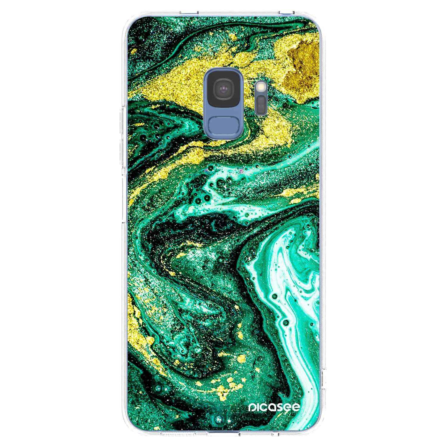 Picasee silikónový prehľadný obal pre Samsung Galaxy S9 G960F - Green Gold