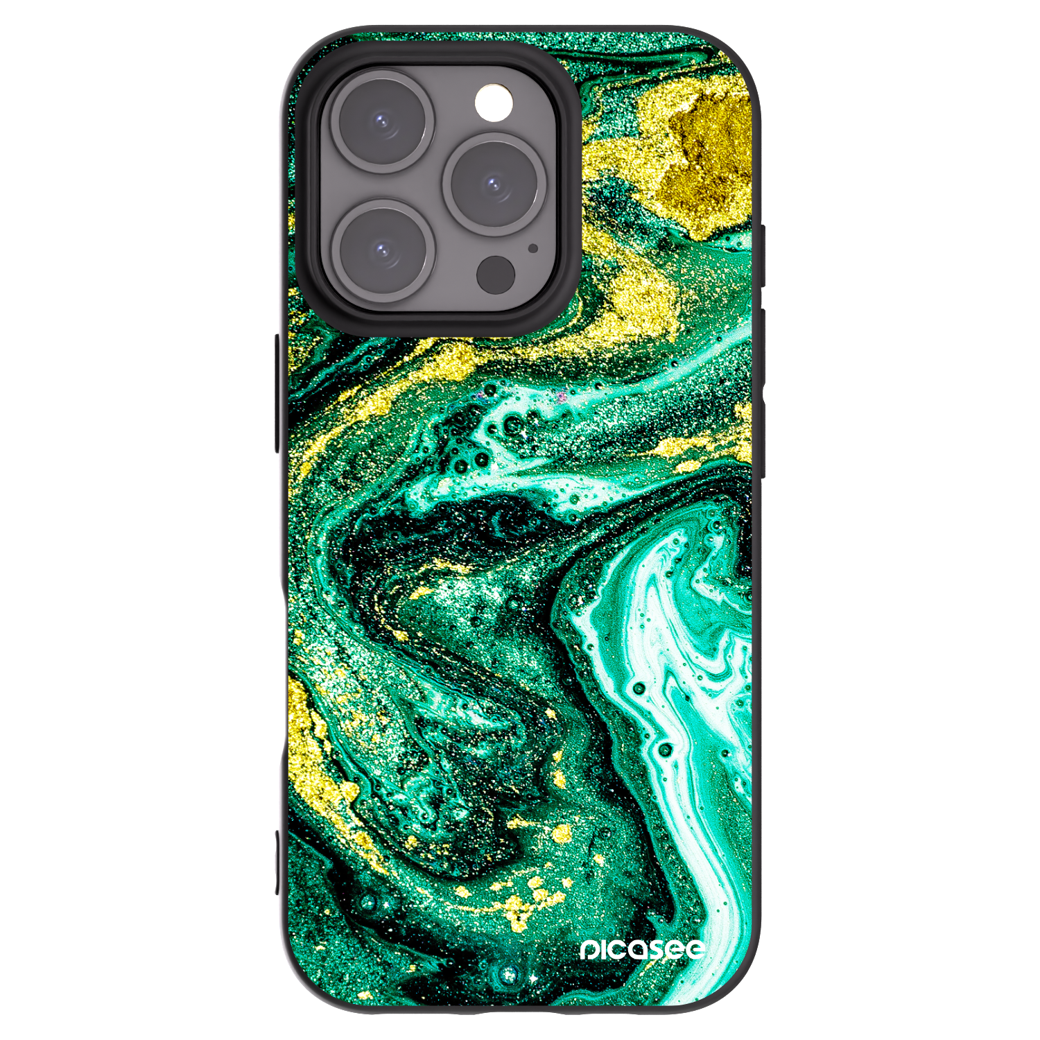 Picasee silikónový čierny obal pre Apple iPhone 16 Pro - Green Gold