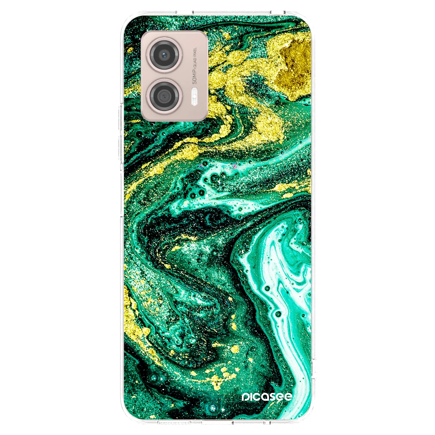 Picasee silikónový prehľadný obal pre Motorola Moto G53 5G - Green Gold