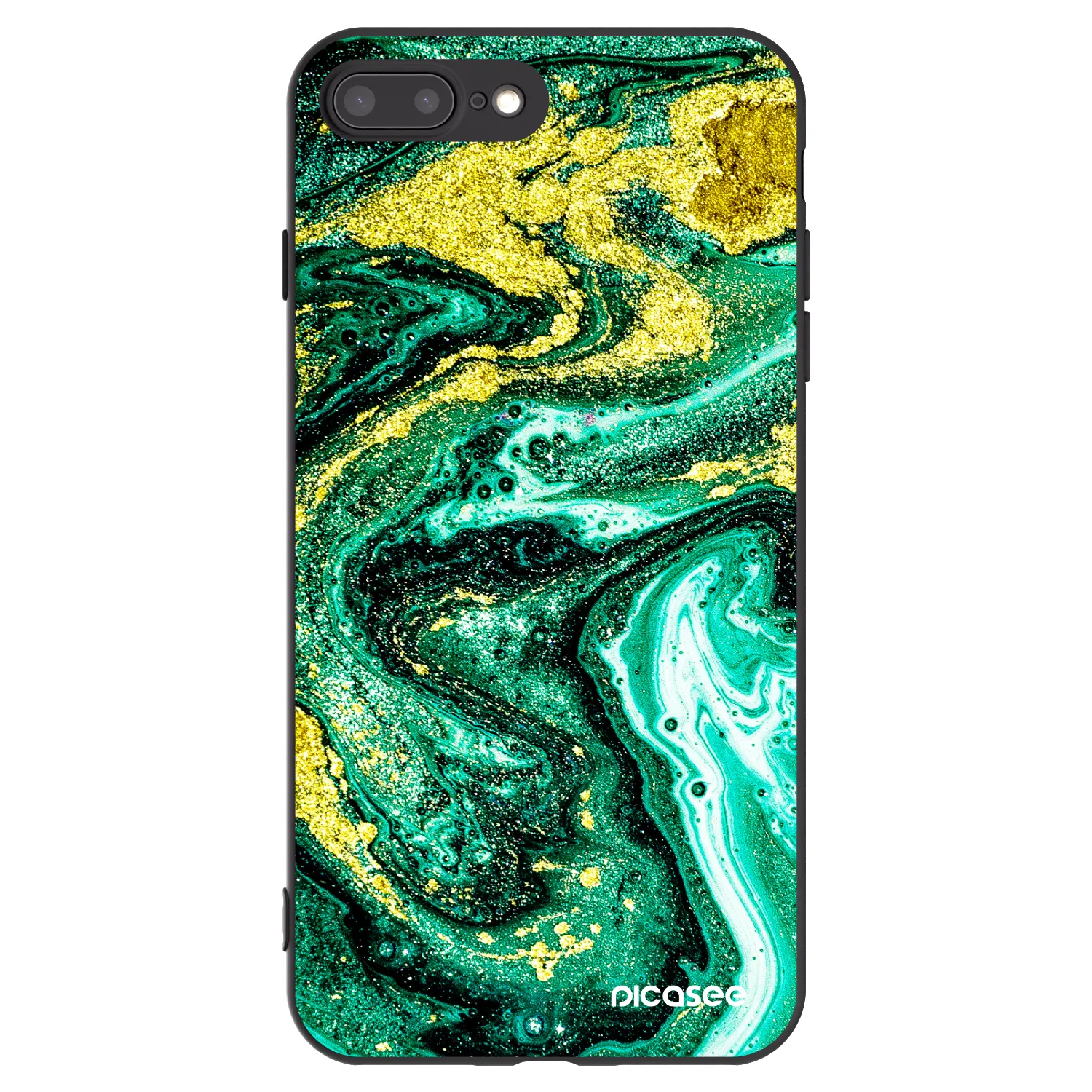 Picasee silikónový čierny obal pre Apple iPhone 7 Plus - Green Gold