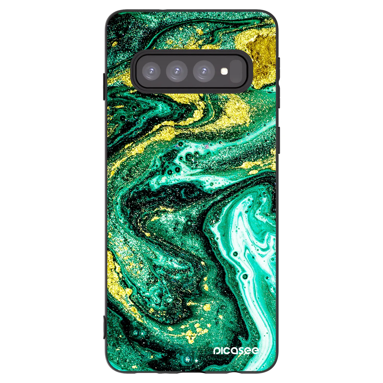 Picasee silikónový čierny obal pre Samsung Galaxy S10 G973 - Green Gold