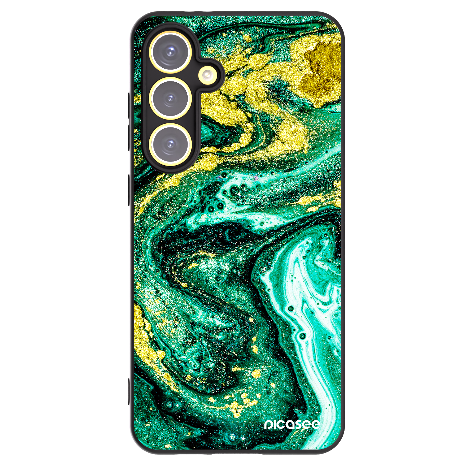 Picasee silikónový čierny obal pre Samsung Galaxy S24 FE S721B - Green Gold