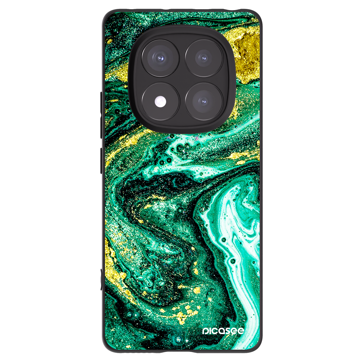 Picasee silikónový čierny obal pre Xiaomi Redmi Note 14 Pro+ 5G - Green Gold