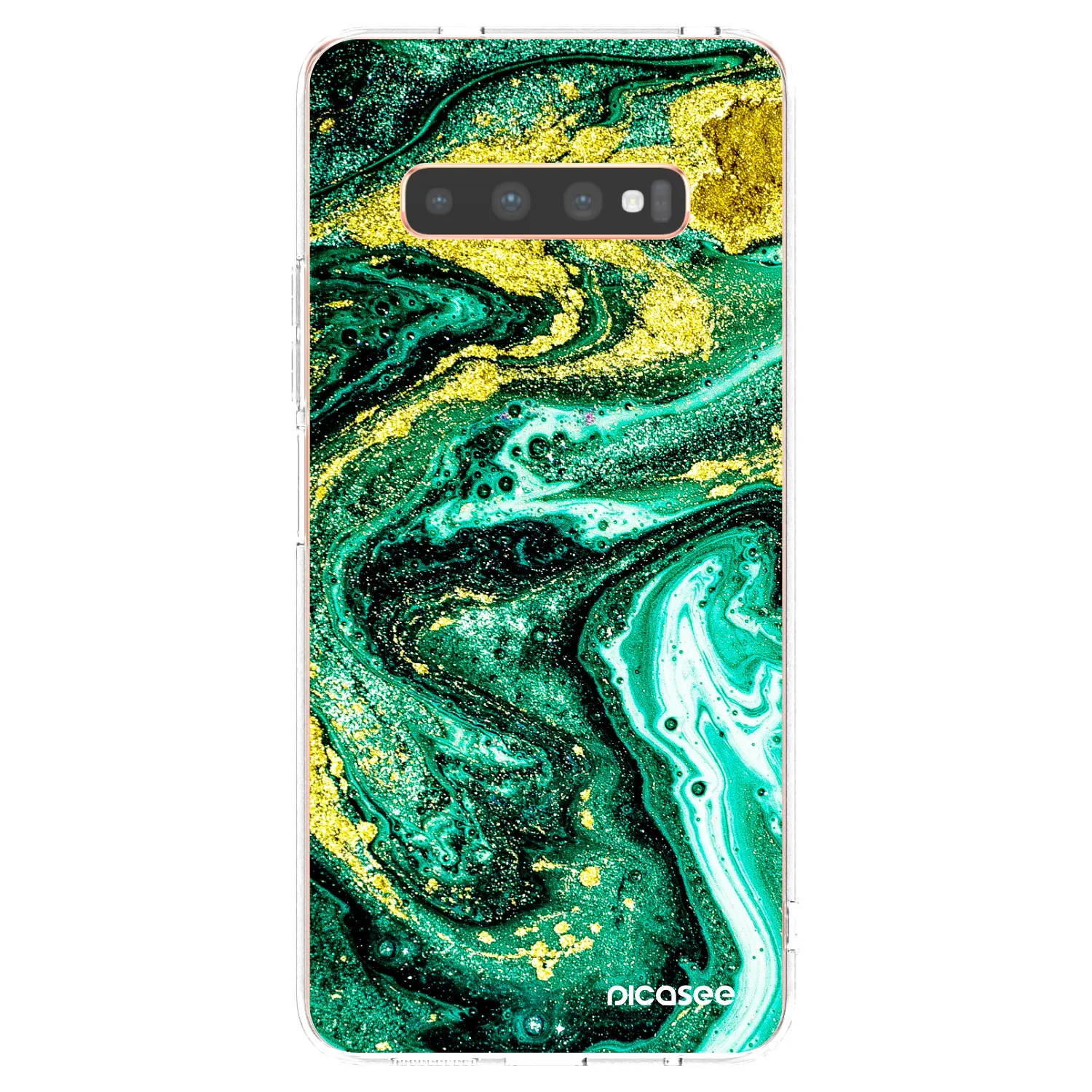 Picasee silikónový prehľadný obal pre Samsung Galaxy S10 Plus G975 - Green Gold