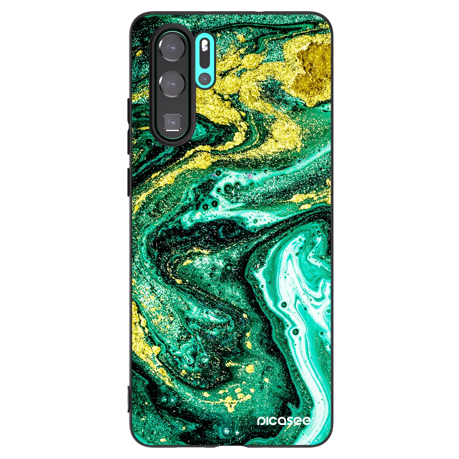 Picasee silikónový čierny obal pre Huawei P30 Pro - Green Gold