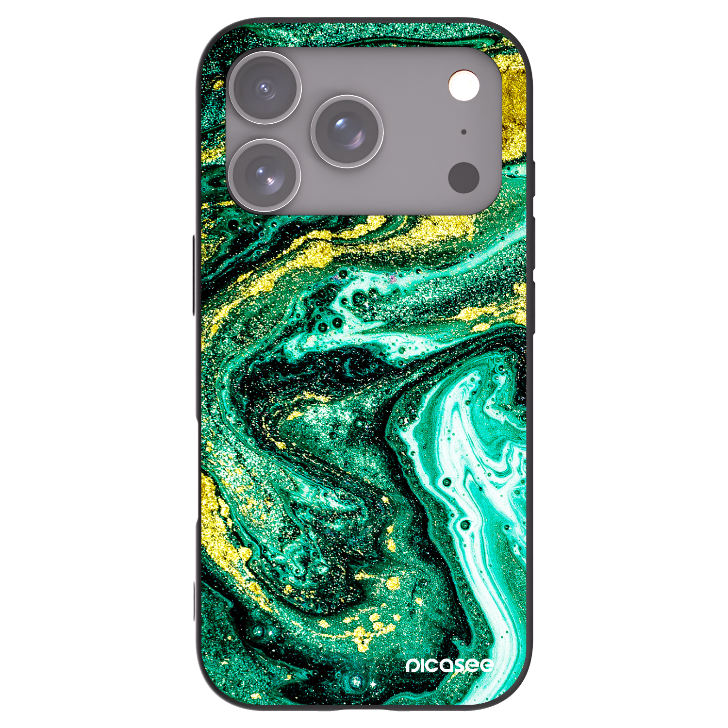 Picasee silikónový čierny obal pre Apple iPhone 17 Pro - Green Gold