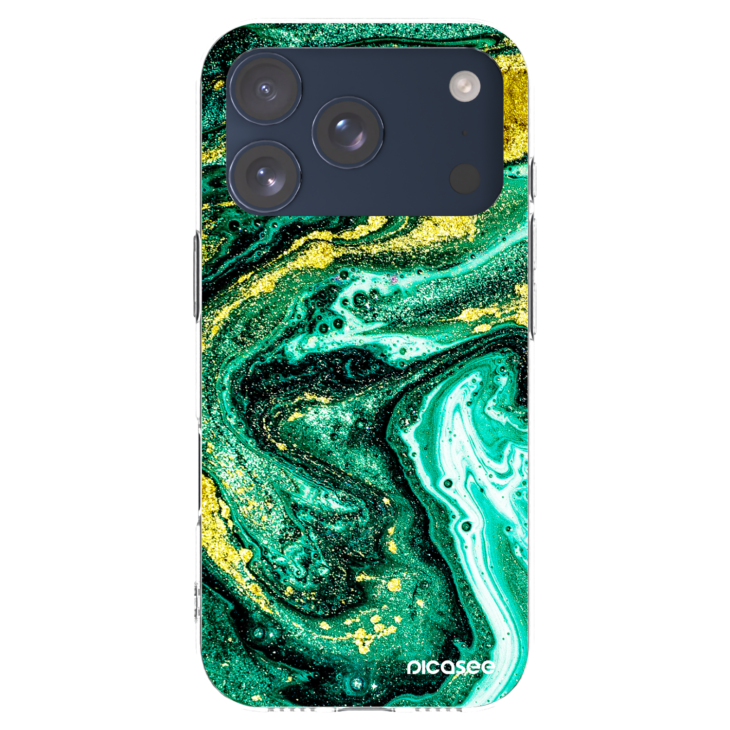 Picasee silikónový prehľadný obal pre Apple iPhone 17 Pro - Green Gold