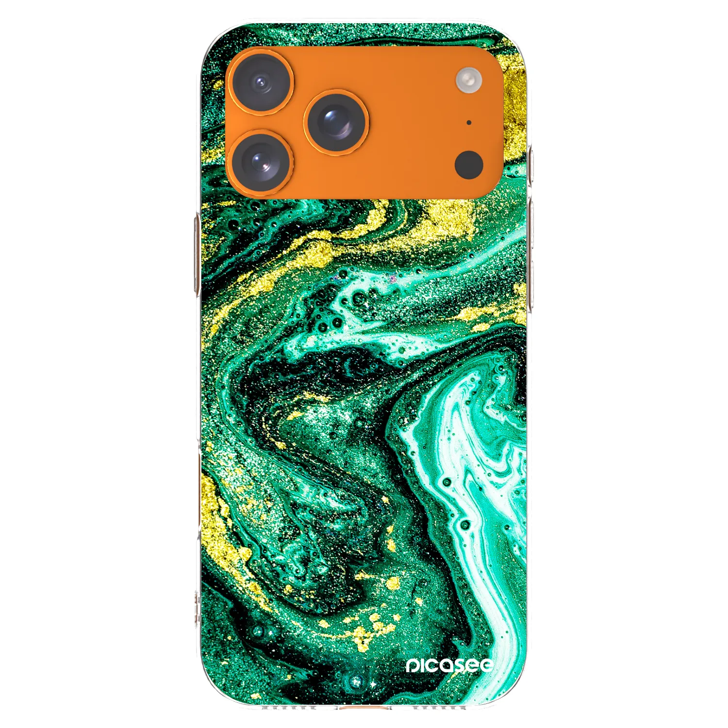 Picasee silikónový prehľadný obal pre Apple iPhone 17 Pro Max - Green Gold