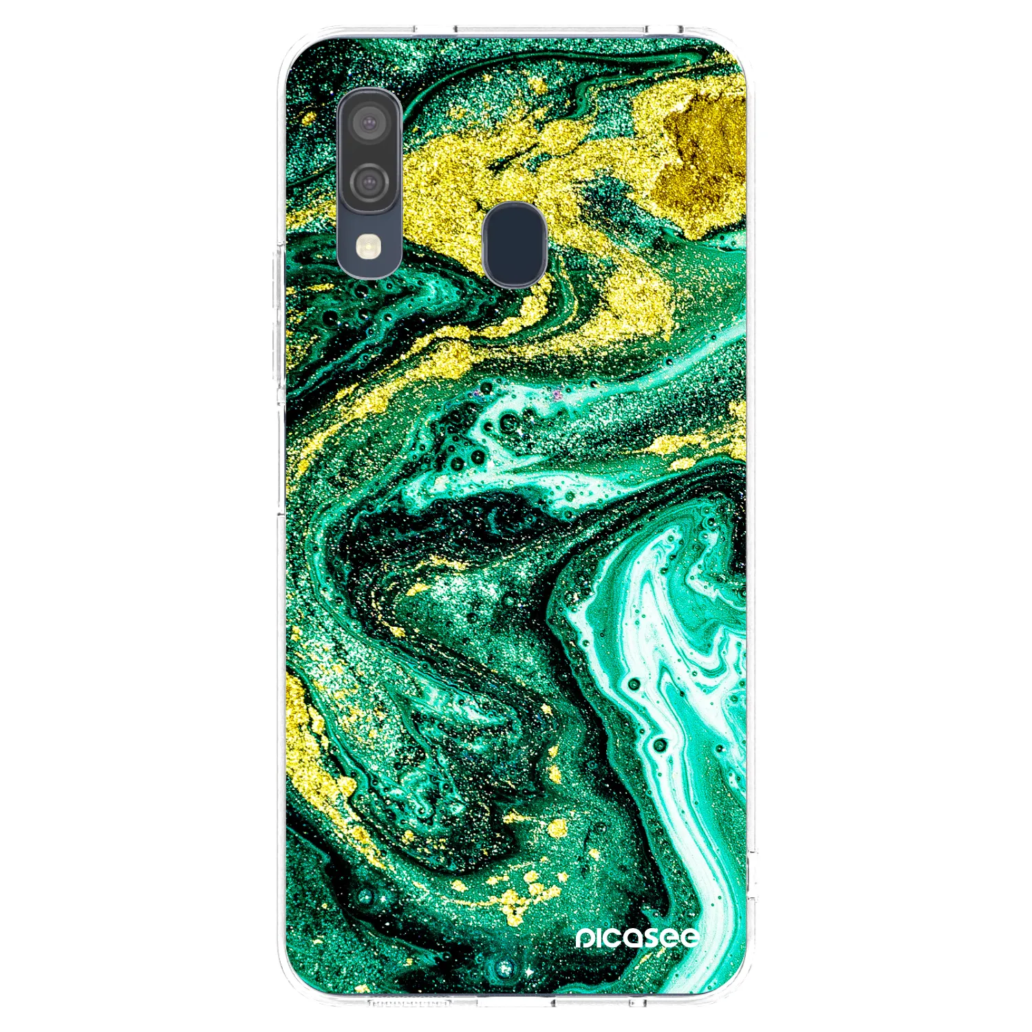 Picasee silikónový prehľadný obal pre Samsung Galaxy A40 A405F - Green Gold