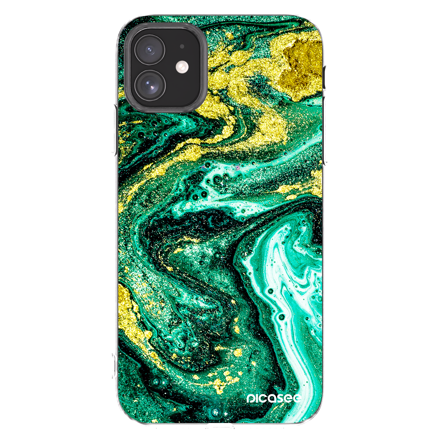 Picasee silikónový prehľadný obal pre Apple iPhone 11 - Green Gold