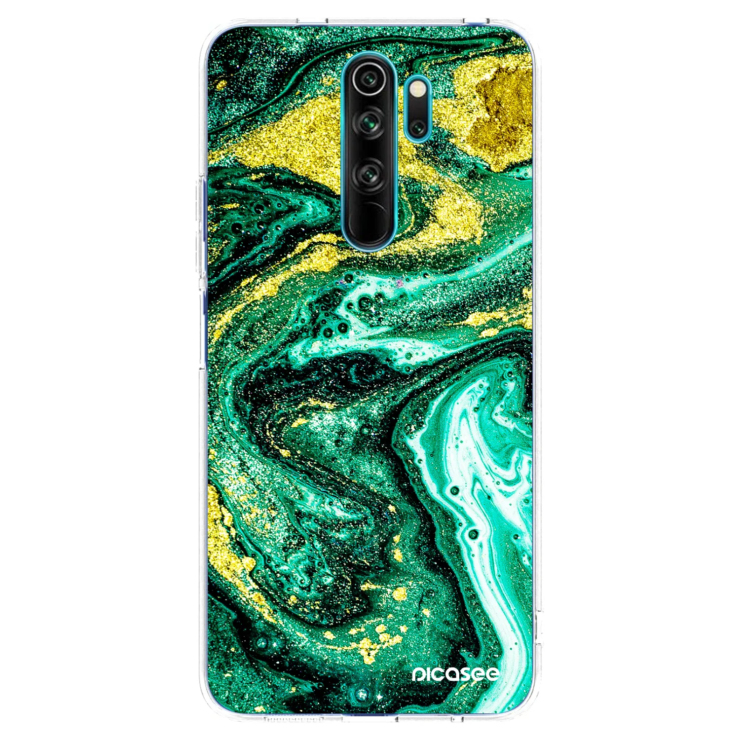 Picasee silikónový prehľadný obal pre Xiaomi Redmi Note 8 Pro - Green Gold
