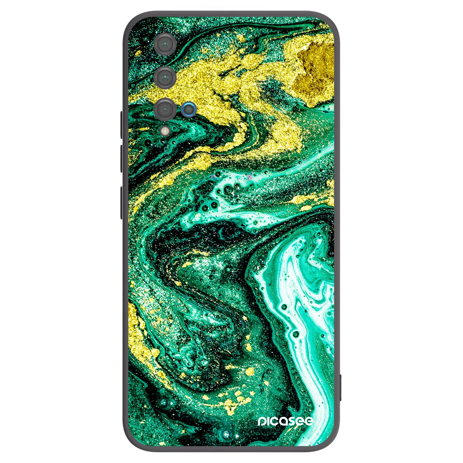 Picasee silikónový čierny obal pre Huawei Nova 5T - Green Gold